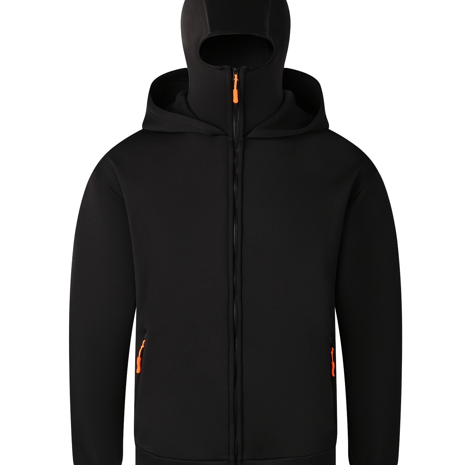 TEMU Sweat à capuche printemps automne pour hommes, cardigan ouvert avec poches et fermeture éclair, 250Gsm, 100%, design de masque, poches zippées,