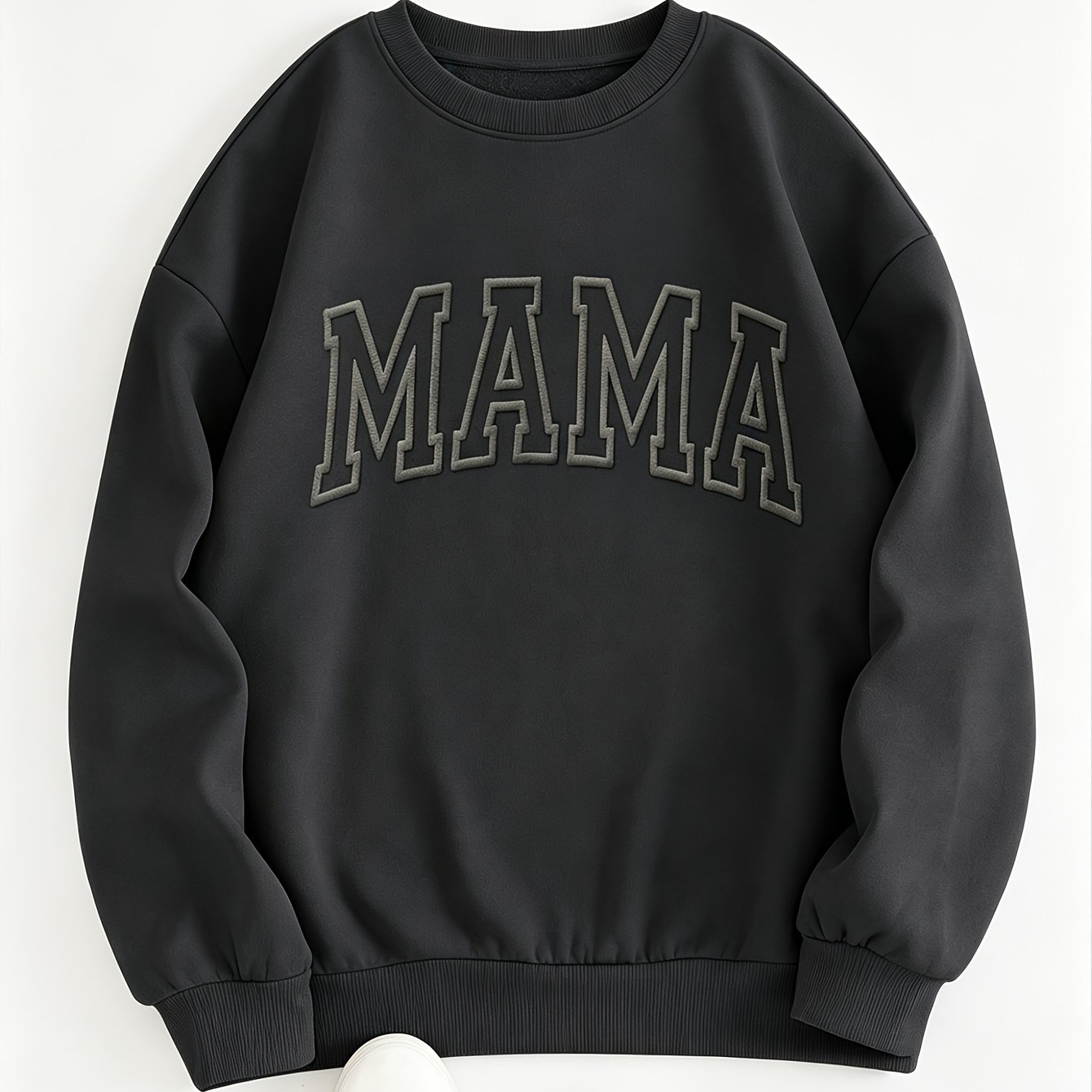 TEMU Women's Athletic Sweatshirt, Mama Embroidered Letter Round Neck Top, Fall Winter Women's Athletic Sweatshirt