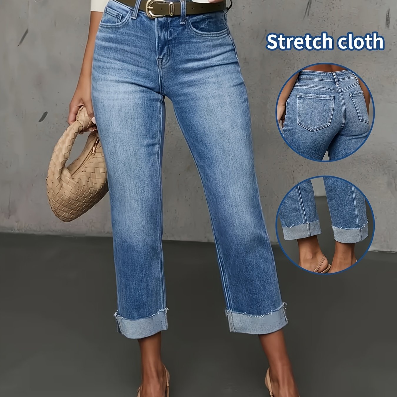 Elastic Cropped Jeans