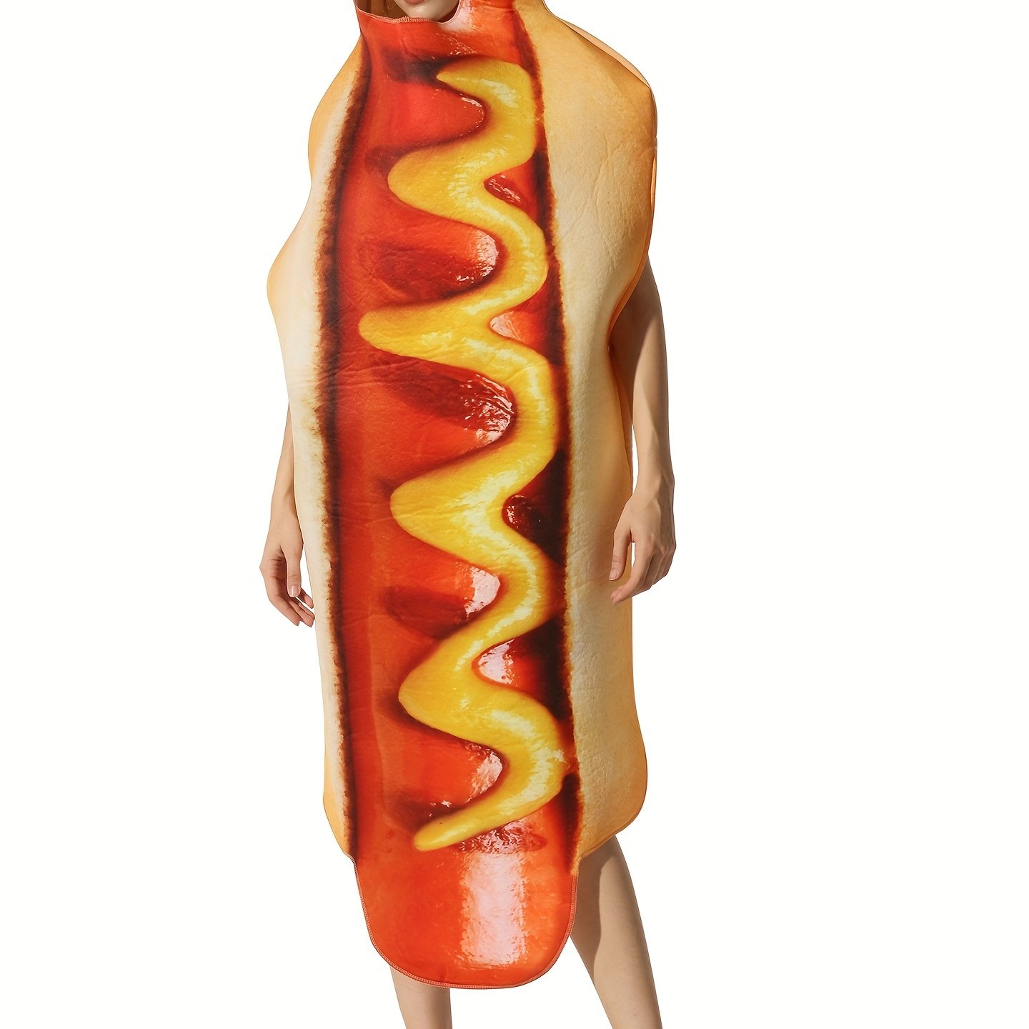 TEMU Tenue de couple pour Halloween, robe de costume de fête pour femmes, costume de cosplay hot dog, robe de scène, combinaison de spectacle
