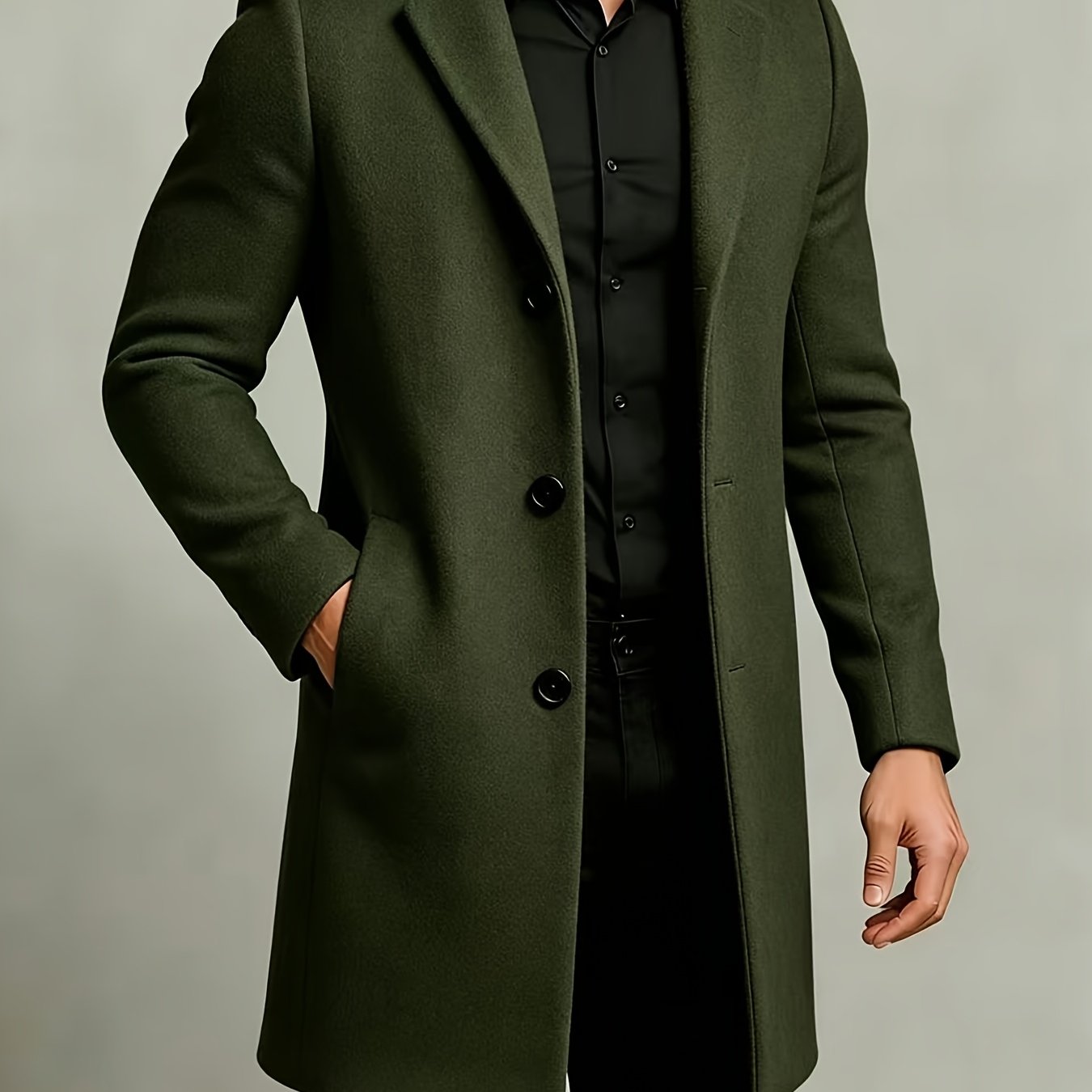 TEMU [Mei Xi Shao ] 2026 Nieuwe Lente/Herfst Zakelijke Casual Overjas voor Heren, Enkelrijig, Kleur, Modieus, Comfortabel, Klassiek voor Dagelijks