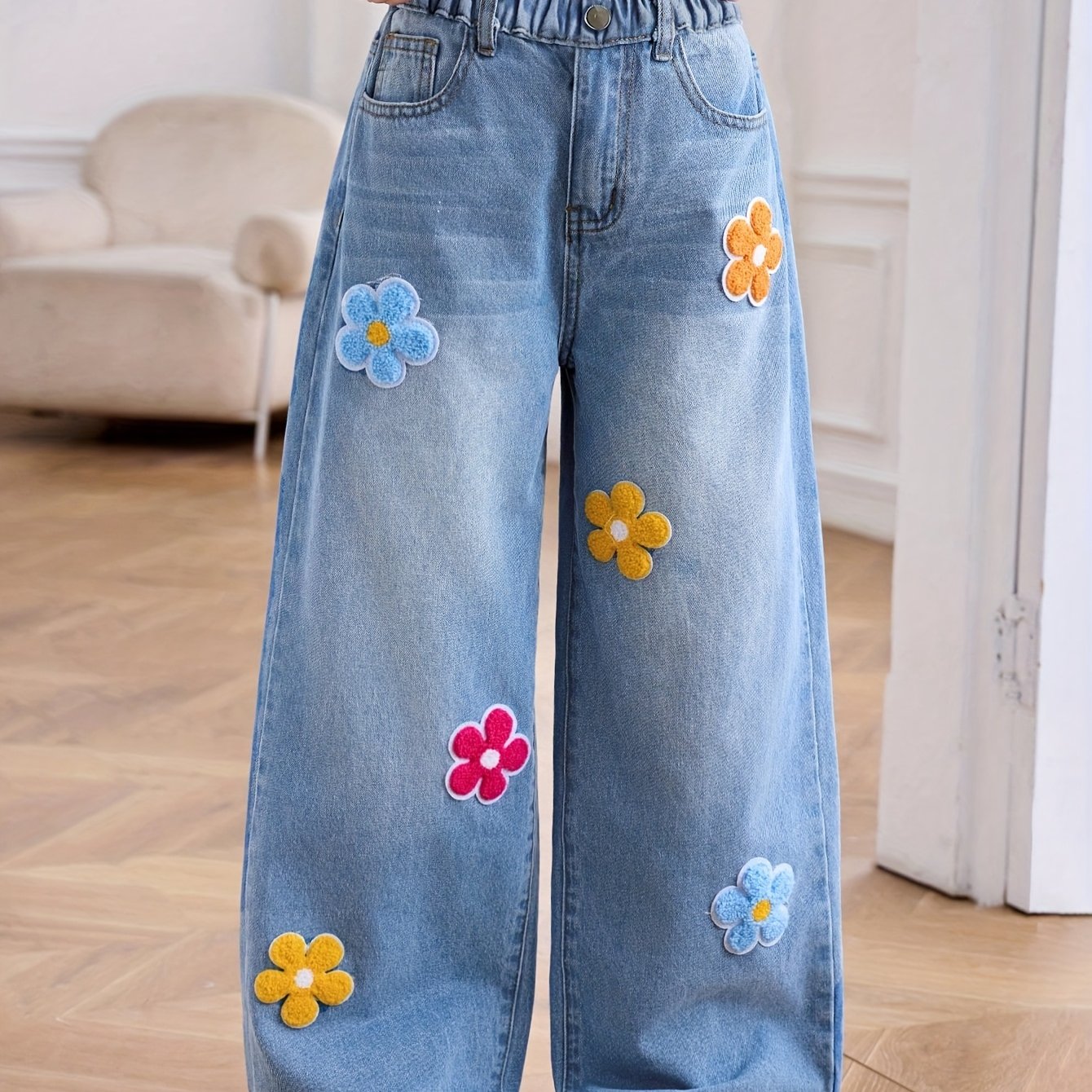 Girls' Bohemian Style Faux Denim | | Easy Casual Wear/vacation/daily Versatile Style/