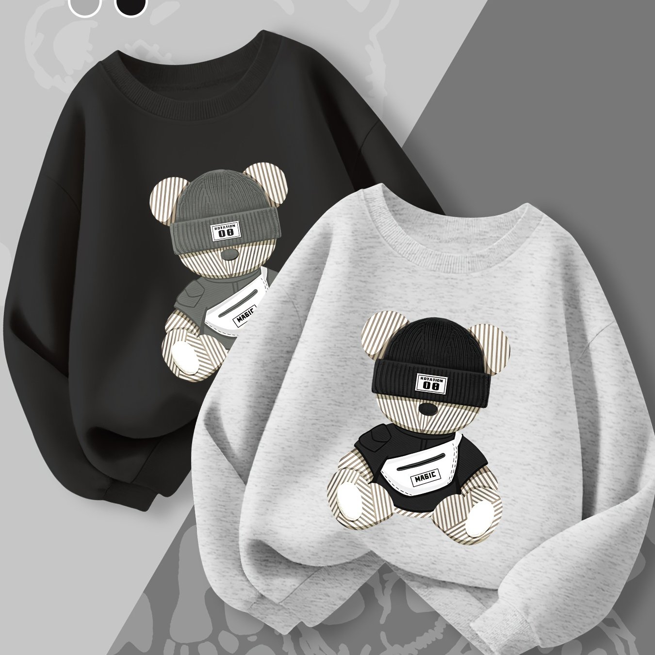 2pcs Boys' Fashion Casual Long Sleeve Crew Neck Sweatshirt, Suitable For 1- Toddler And Young Boy Outdoor Sports Stylish Trend Wear, Spring Autumn Versatile Daily Pullover Base Layer Top
