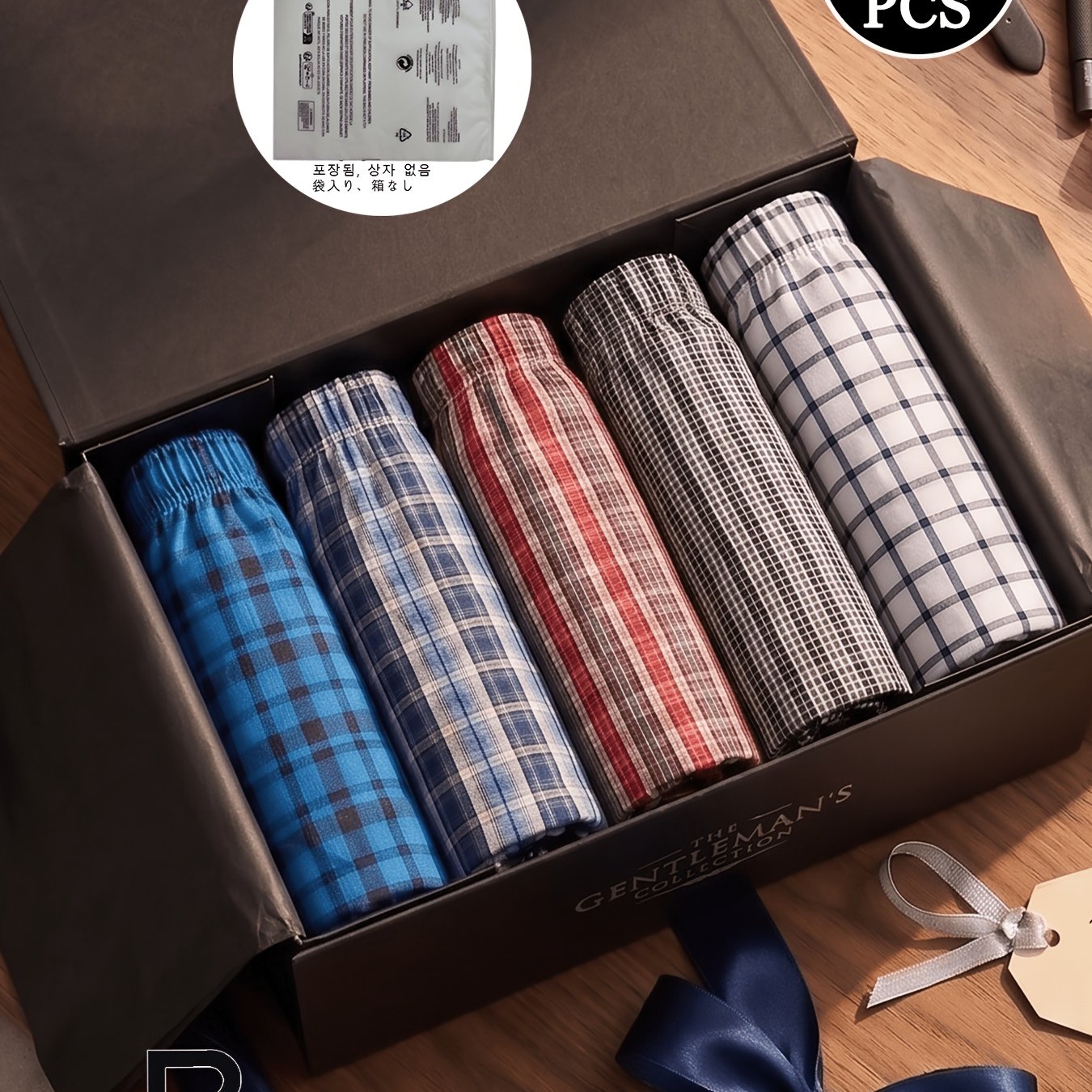 TEMU 5 calzoncillos bóxer para hombre - Ropa interior suave y elástica, corte holgado, casual para a día, de cuadros - Artículos esenciales diarios