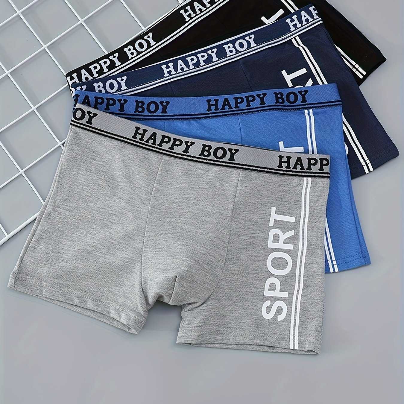 Image of 4-pc Boys' Sports Flat Underwear Shorts, Medium To Large Four- Underwear Soft, Comfortable, Elastic Underwear Breathable Clothing