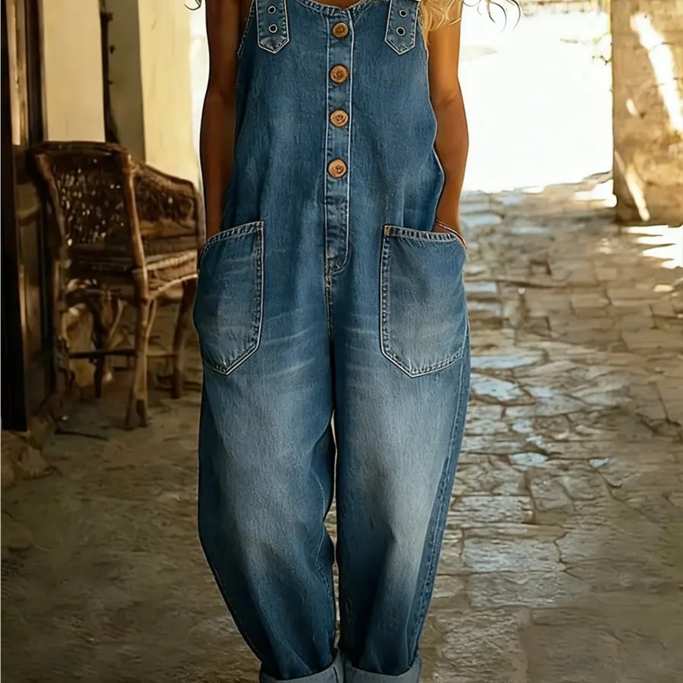 TEMU 2026 New Women's Retro Summer Clothing, Denim With Pockests, Adjustable Length, Wide-leg Pants, Straight-leg Trousers, Jeans, Fashion Versatile