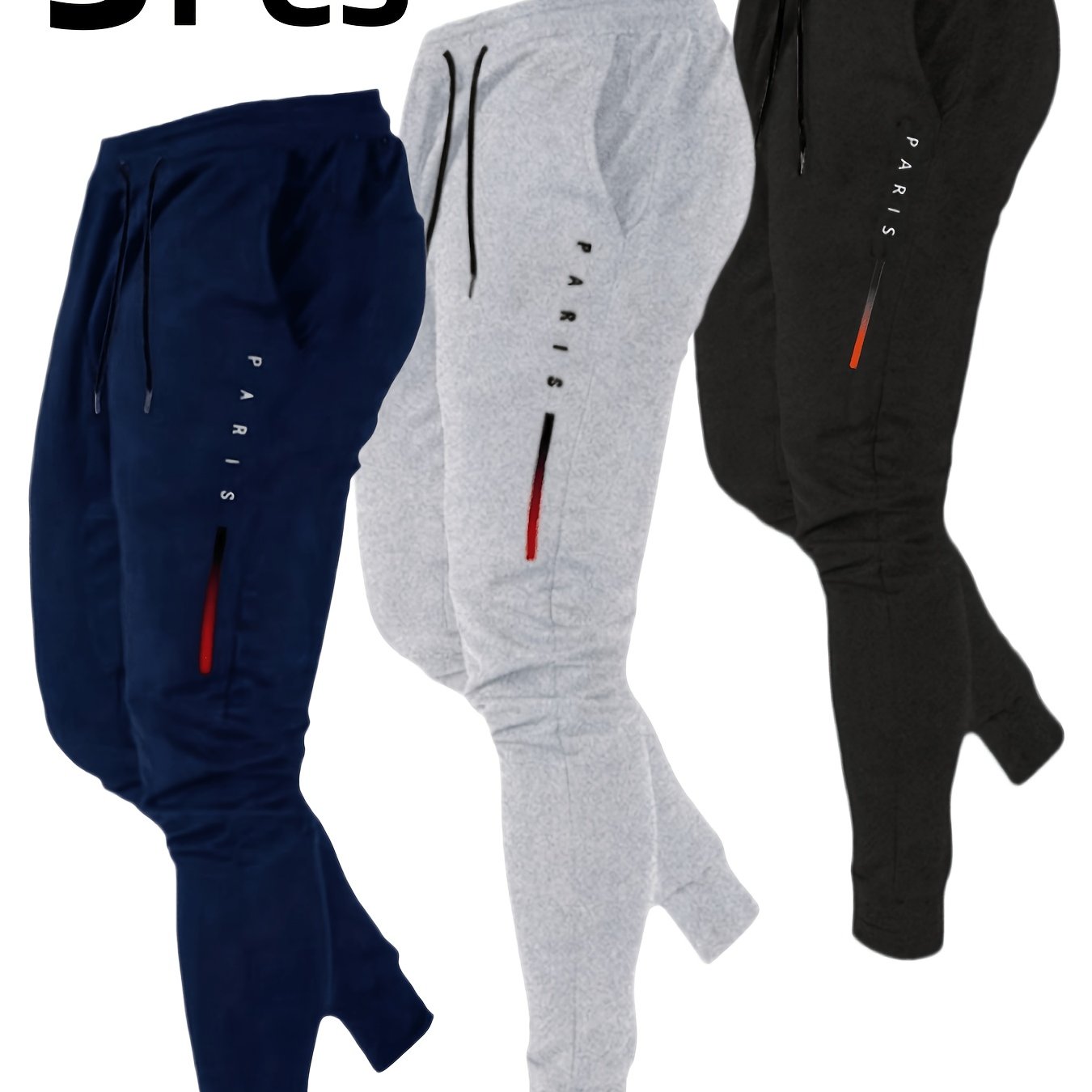 TEMU Pantalon pour Homme de Haute Qualité | Lot de 3 Pantalons de Jogging d'Extérieur pour Homme à Cordon de Serrage à la Taille, Convient à Toutes ,