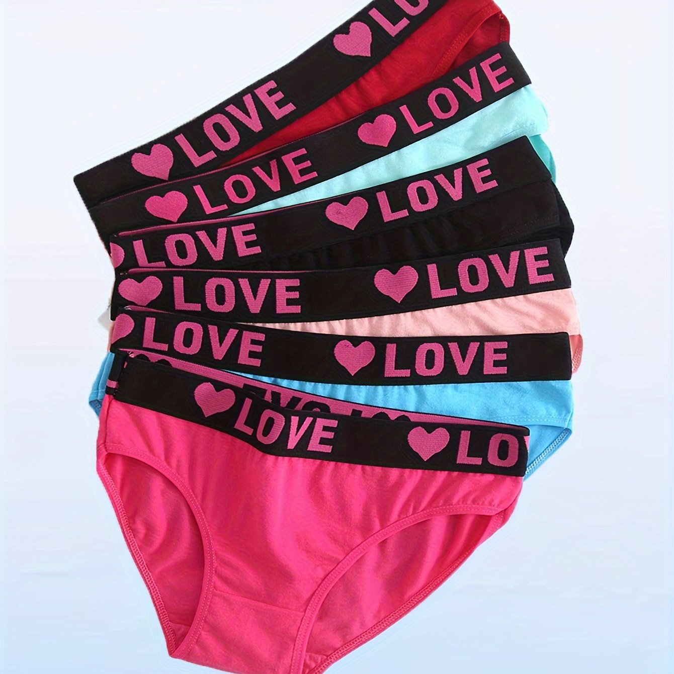 Set Of 6 Women's Underwear With Letter Print, Comfortable, Breathable, And Elastic
