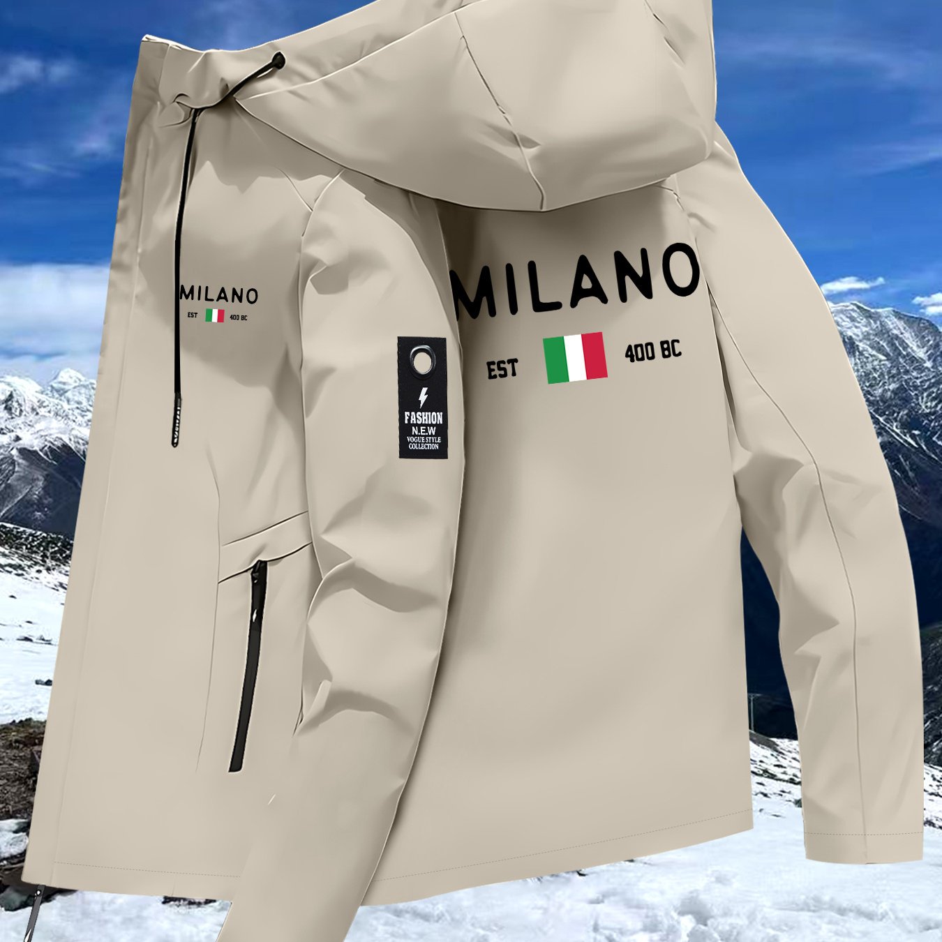 TEMU 's Windbreaker With Print, Windproof Outdoor Hiking Jacket For Men And Women