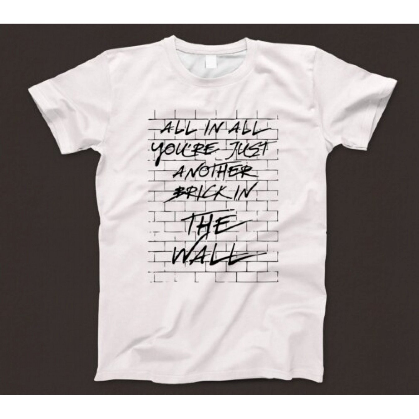 Image of 's The Wall Album T-shirt - Another Brick In The Wall Song Lyrics Print, Iconic Logo Design, Casual Fit Short Sleeve Tee For Concerts & Casual Attire