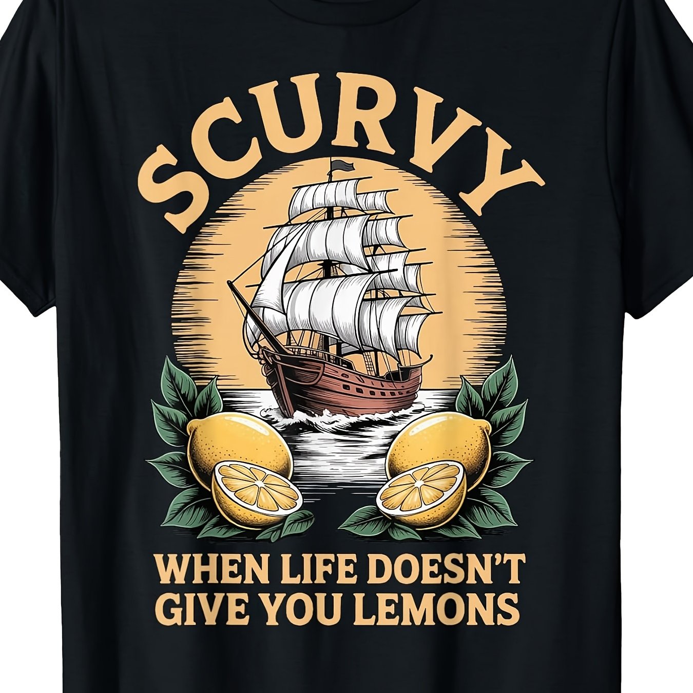 TEMU Men's Funny " Give You Lemons" T-shirt - Humorous Lemon Print Short Sleeve Tee, Comfortable Casual Round Neck Shirt Suitable For Casual Attire,