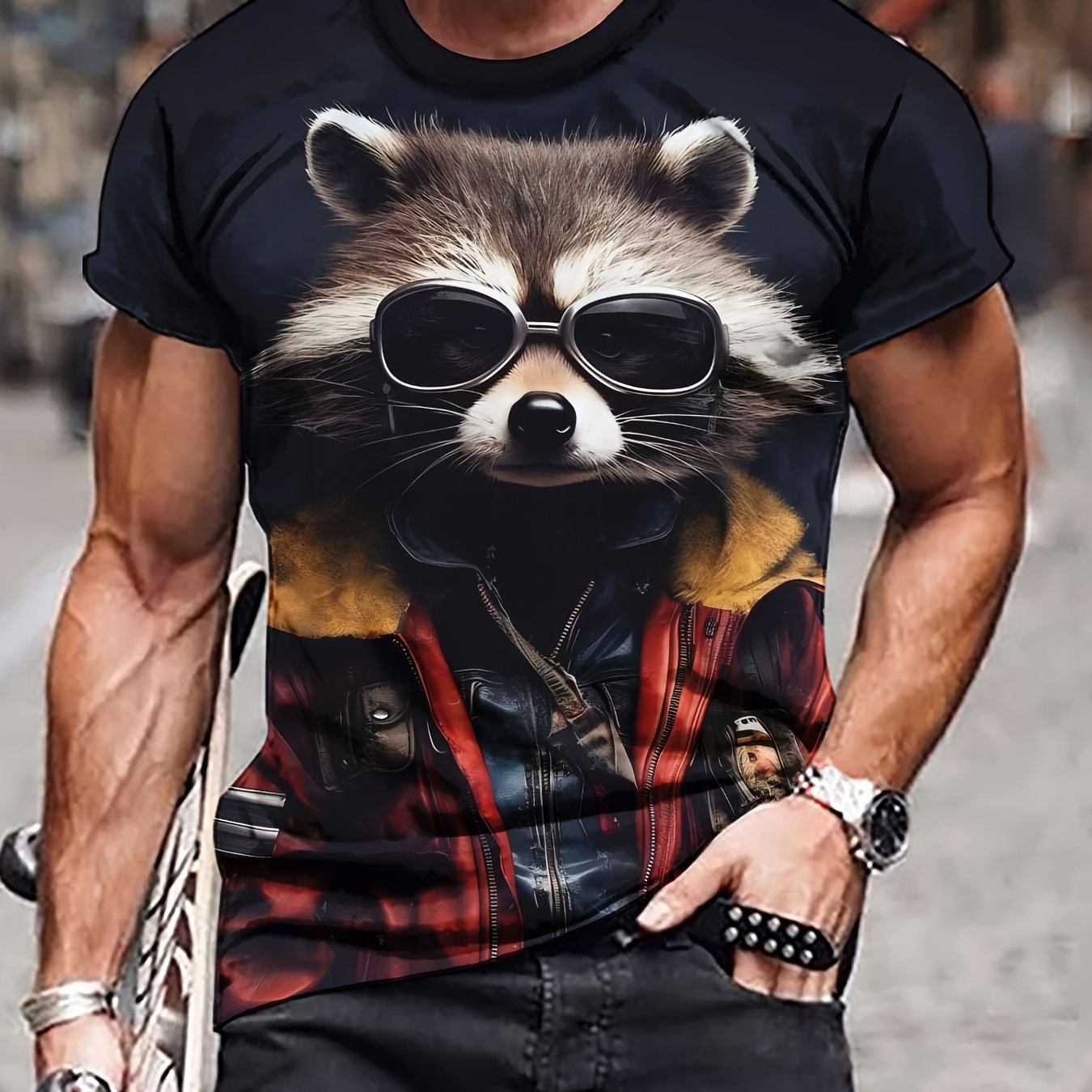 TEMU 's Trendy 3d Print T-shirt For Men