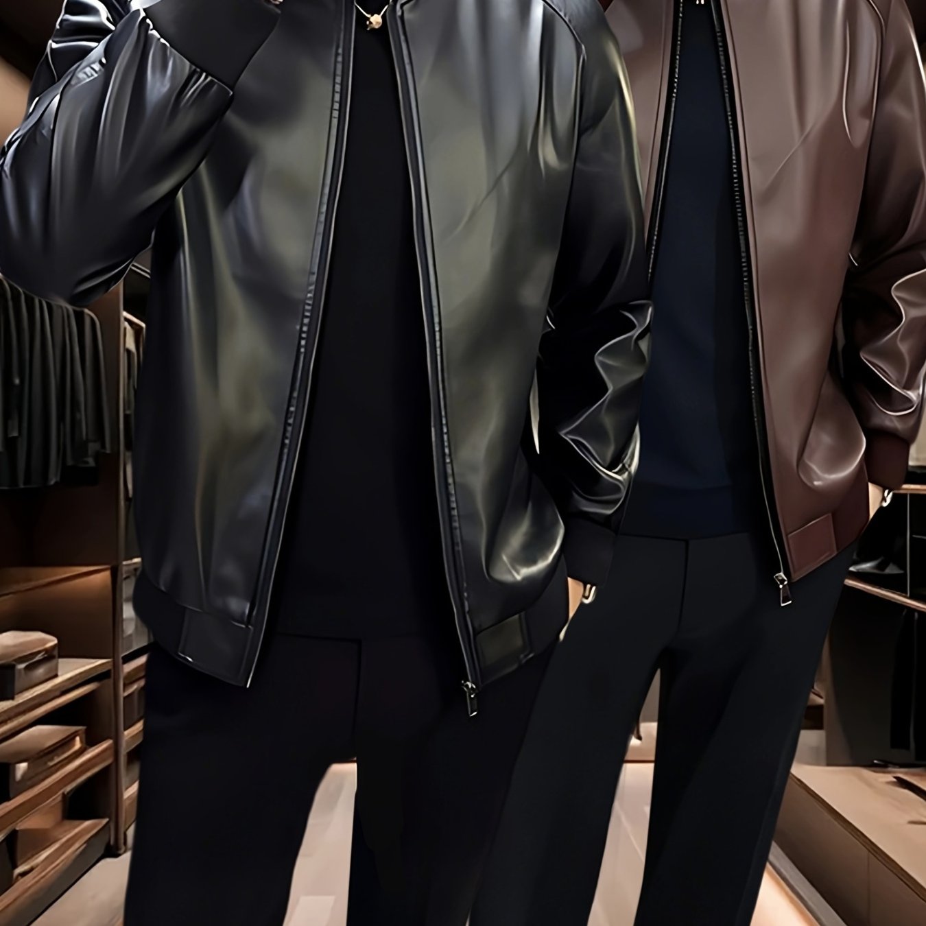 E-shop OBM Herren Leichte Jacke - 2 Farben erhältlich - Larsen Unisex - für Paare - Slim Fit, Großer Rundhals mit Reißverschluss, Maschinenwaschbar,