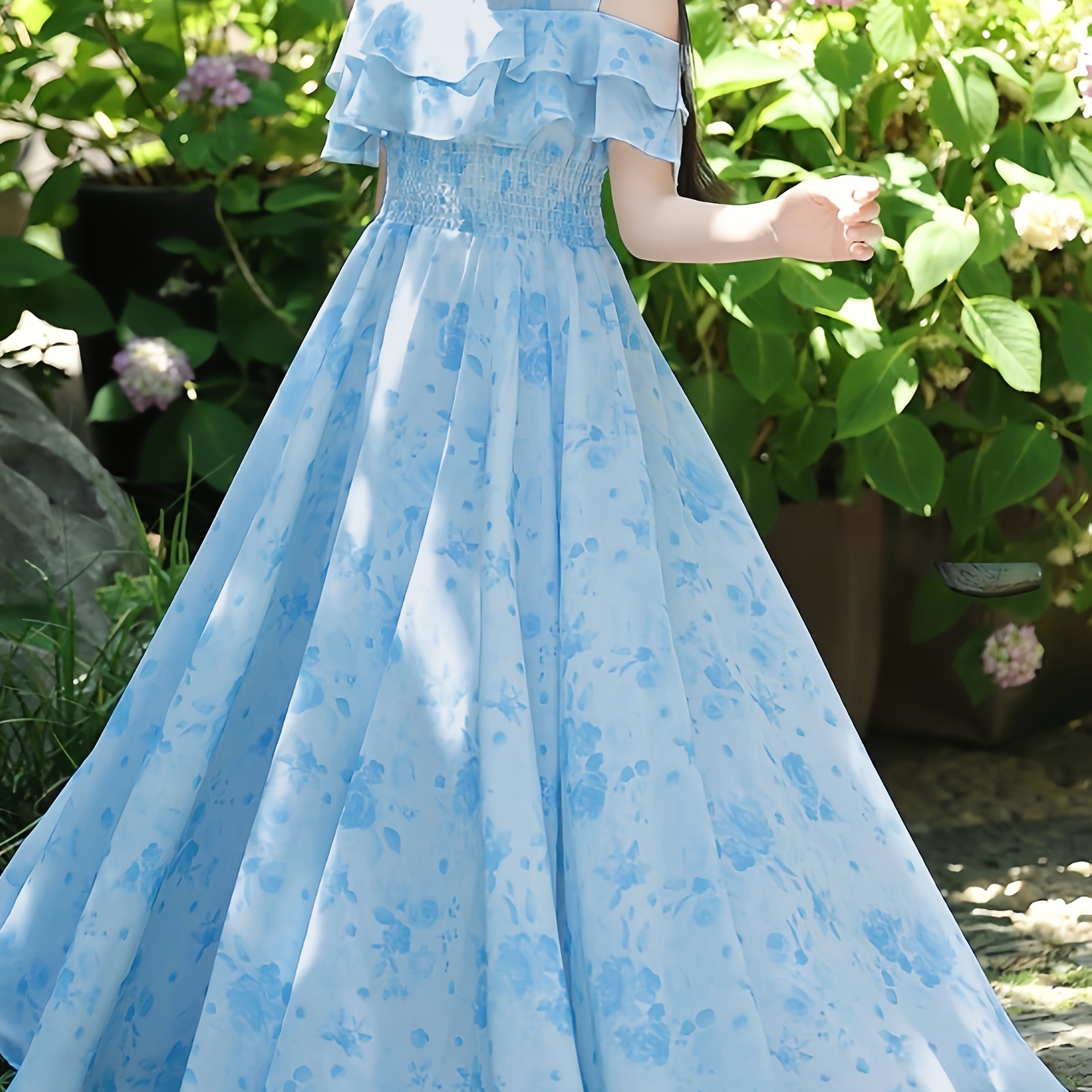 a floral long dress girls inspired korean fashion perfect - Temu