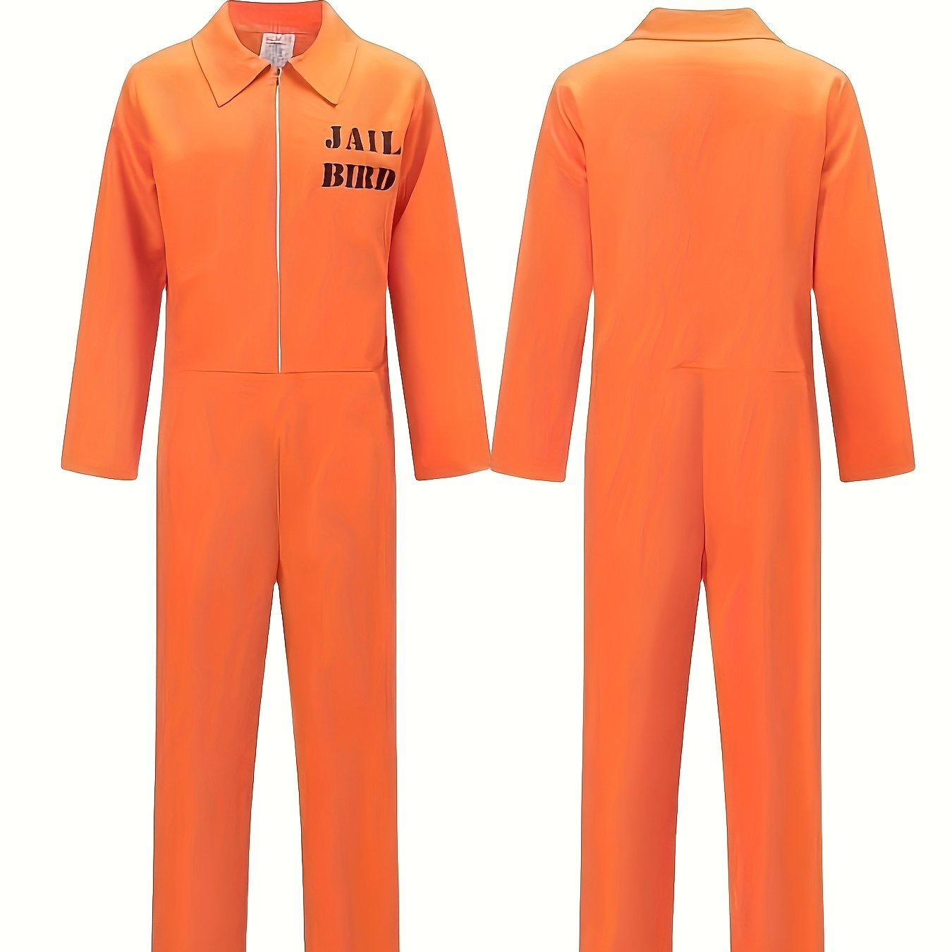 TEMU Halloween Costume, Orange Prison Jumpsuit Cosplay Outfit, 1pc Party Performance Costume, Party Uniform