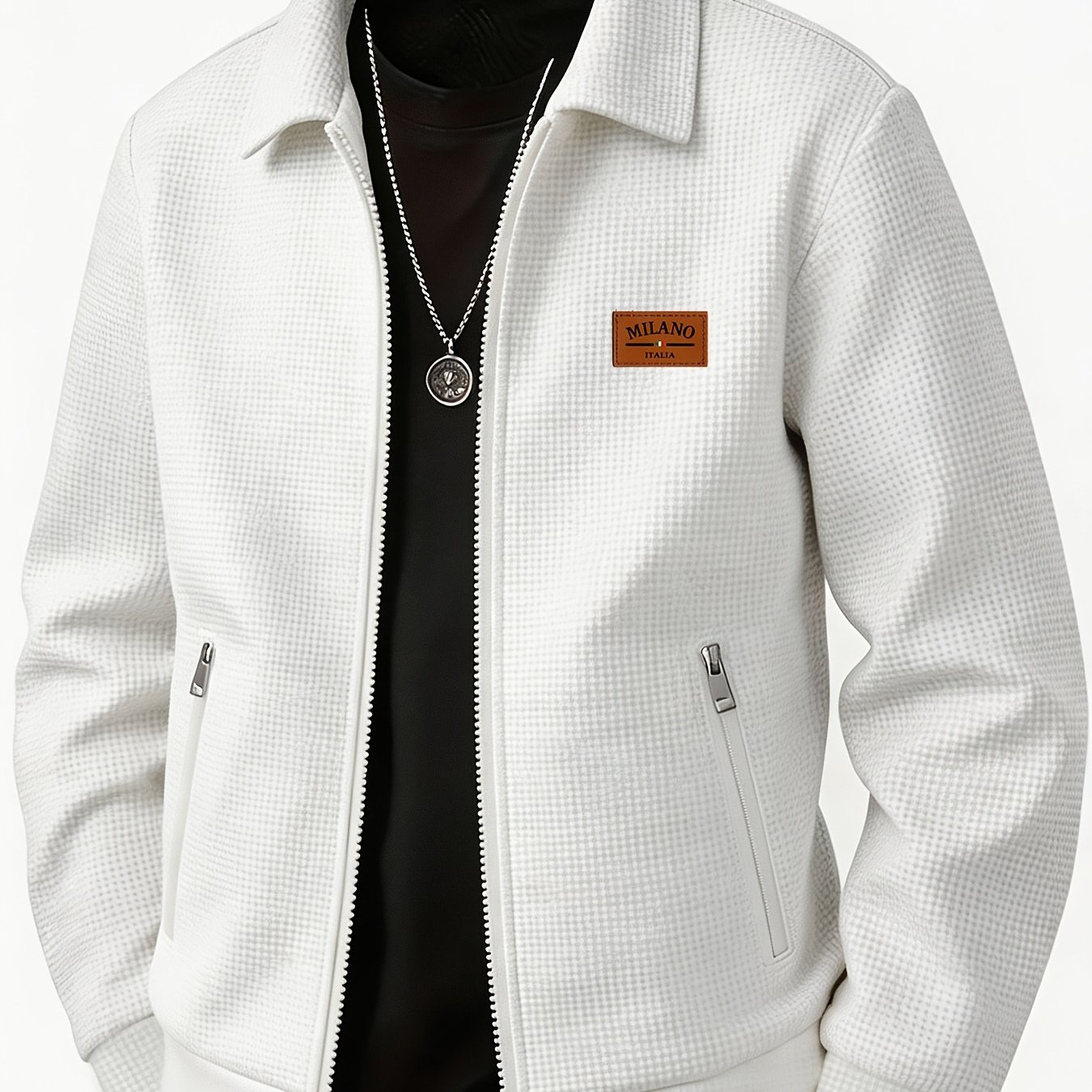 TEMU [ Obm] Men's Casual Fashion Italian Standard Lapel Jacket Men's Autumn Winter Casual Zipper Pocket Textured Coat Sports Jacket