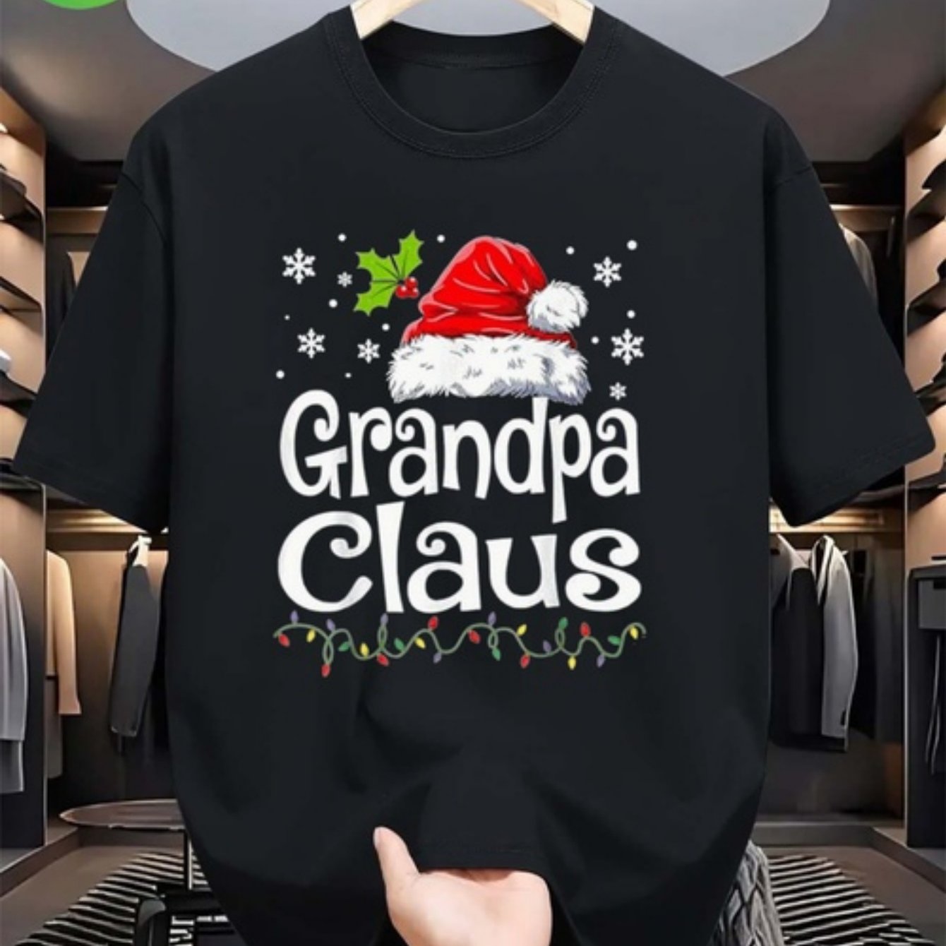 TEMU T-shirt assorti pour avec Père Noël et des guirlandes lumineuses de Noël