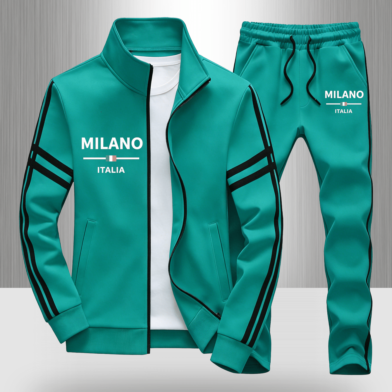 Men's Casual Zip Sweatshirt And Pants Set 3d 100% Polyester, Print Long Sleeves, Regular Fit 2pcs Outfit, Vacation And Street Fashion Wear