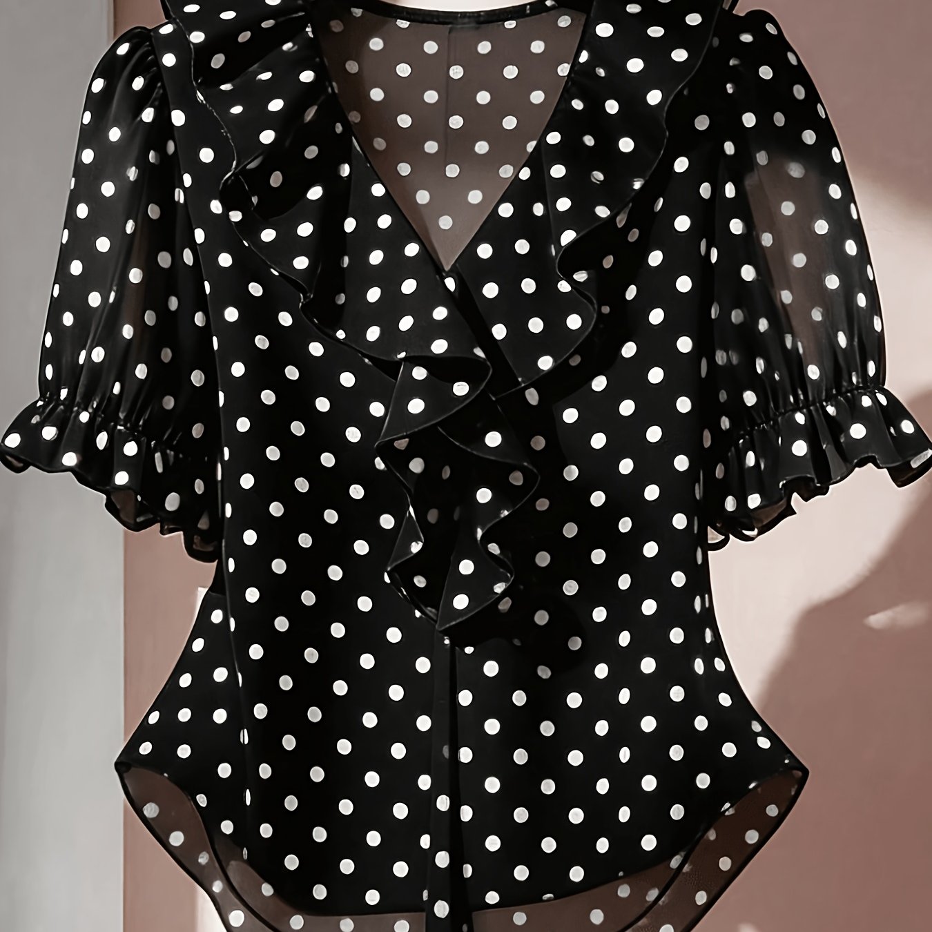 TEMU Camicia da donna con scollo volant, maniche corte