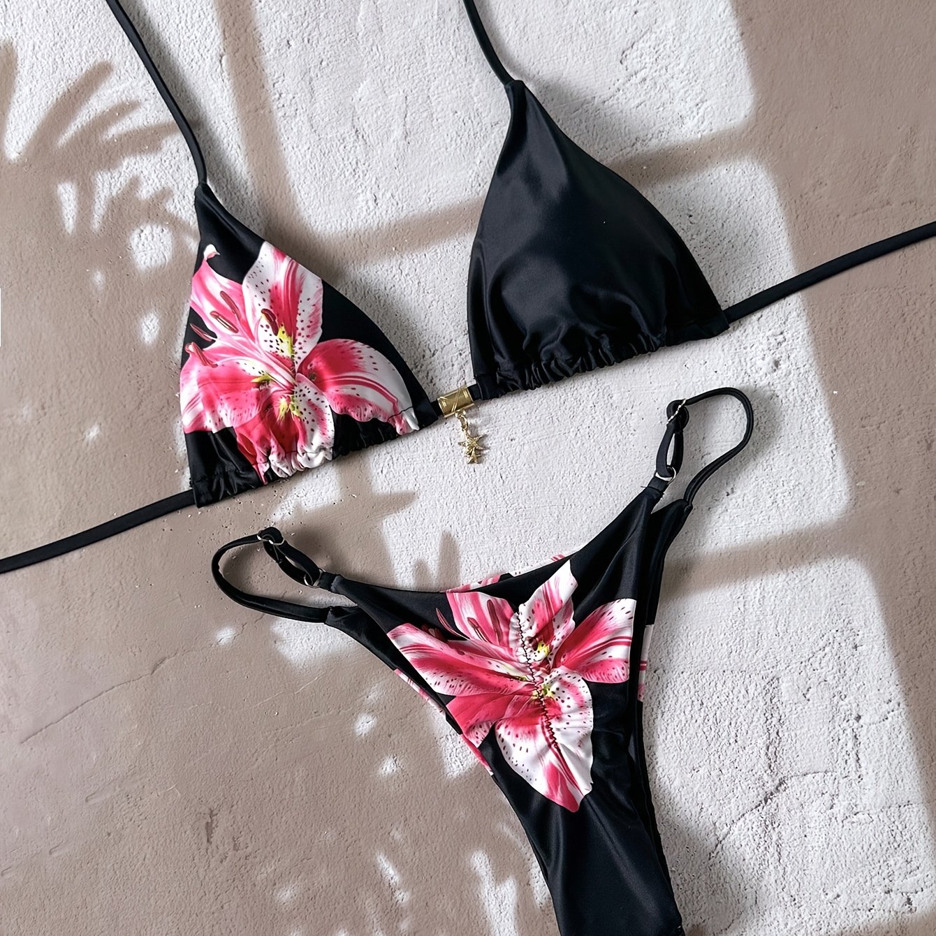 TEMU Fashionable Sexy Printed Halter Bikini Summer Beach Swimwear