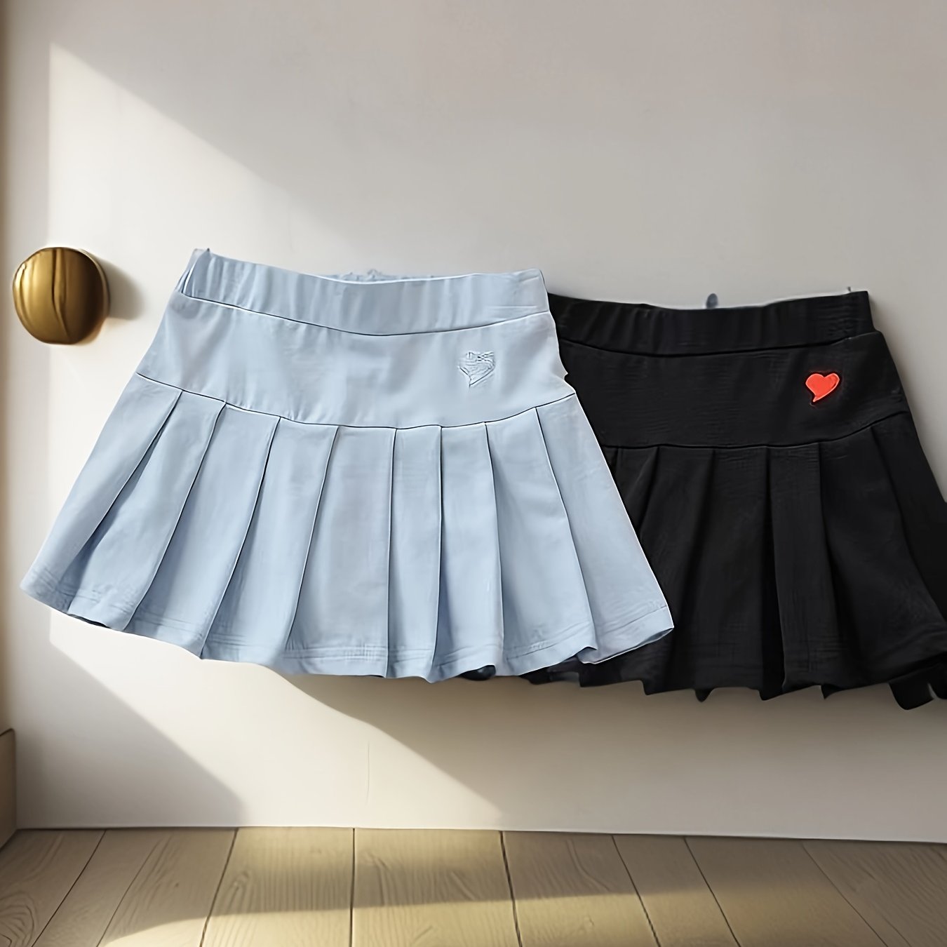Image of 2-pc Girls' Pleated Skort With Safety Shorts, Versatile Anti-see-through Skirt For Kids, Summer/winter, For Toddlers, Middle And Large Kids, Trendy Fashion, Children's Halloween, Girls' Clothing