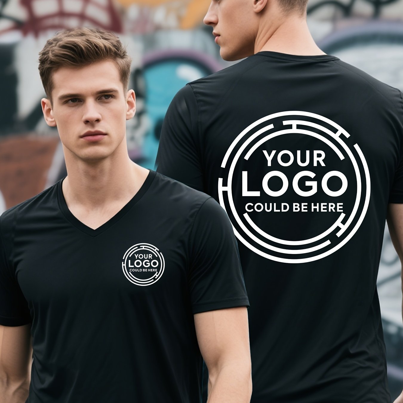TEMU [customized Product]customized Sports Quick-dry V-neck T-shirt, Summer Men's Casual Short Sleeve, Personalized Printing, Custom Pattern, Logo,