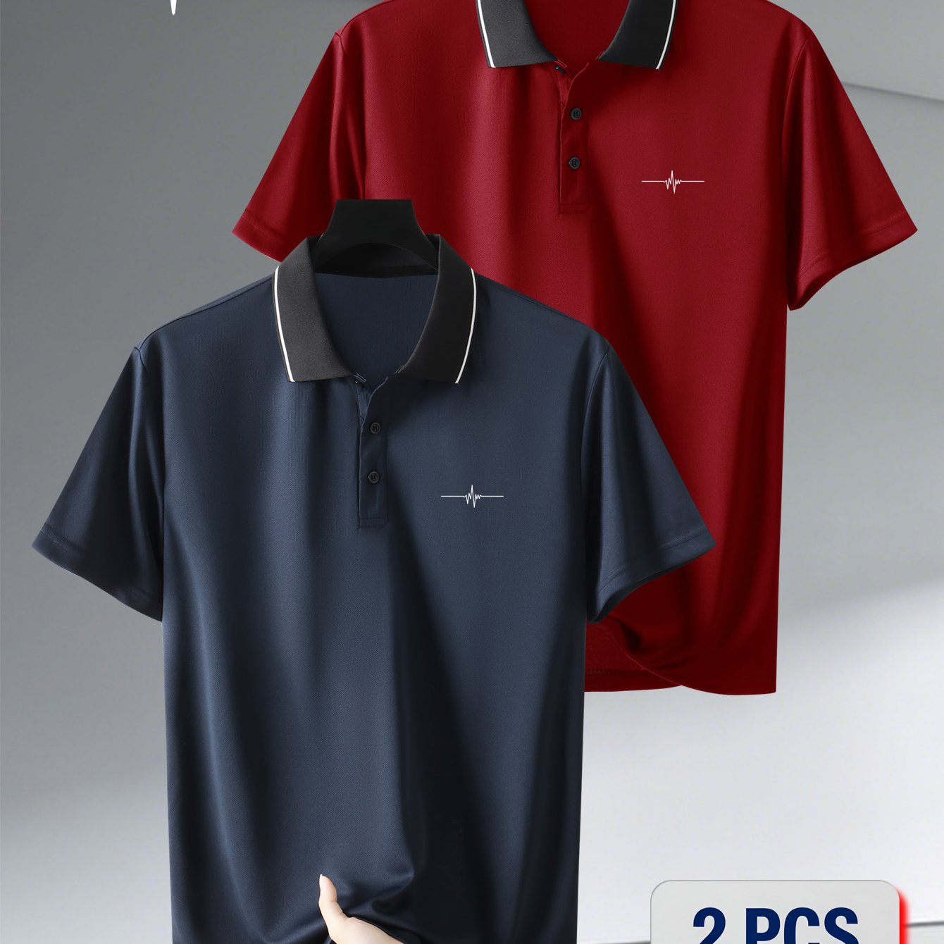 TEMU 2pcs Set Of S8-2419 Men's Summer Short Sleeve Shirts, Geometric Pattern Print Design, Breathable Comfortable Quick-dry Fabric, Suitable For