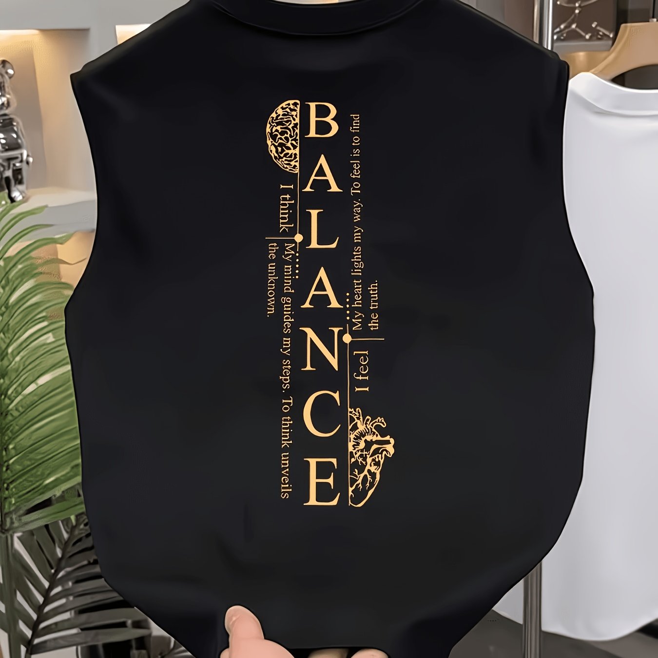 TEMU Débardeur Homme Tendance en Imprimée, T-Shirt Manches, Idéal pour Air, Fitness, Décontracté, Grande Taille, , Camisole Top Polyvalent