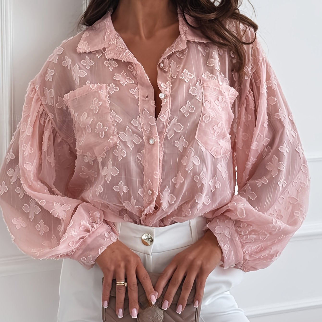 E-shop YY0310149 Richtungsabhängiges Sommerliches Neues Dünnes Transparentes Sonnenschutz-Oberteil Bluse Damen Lockerer Freizeit Langarmshirt Top