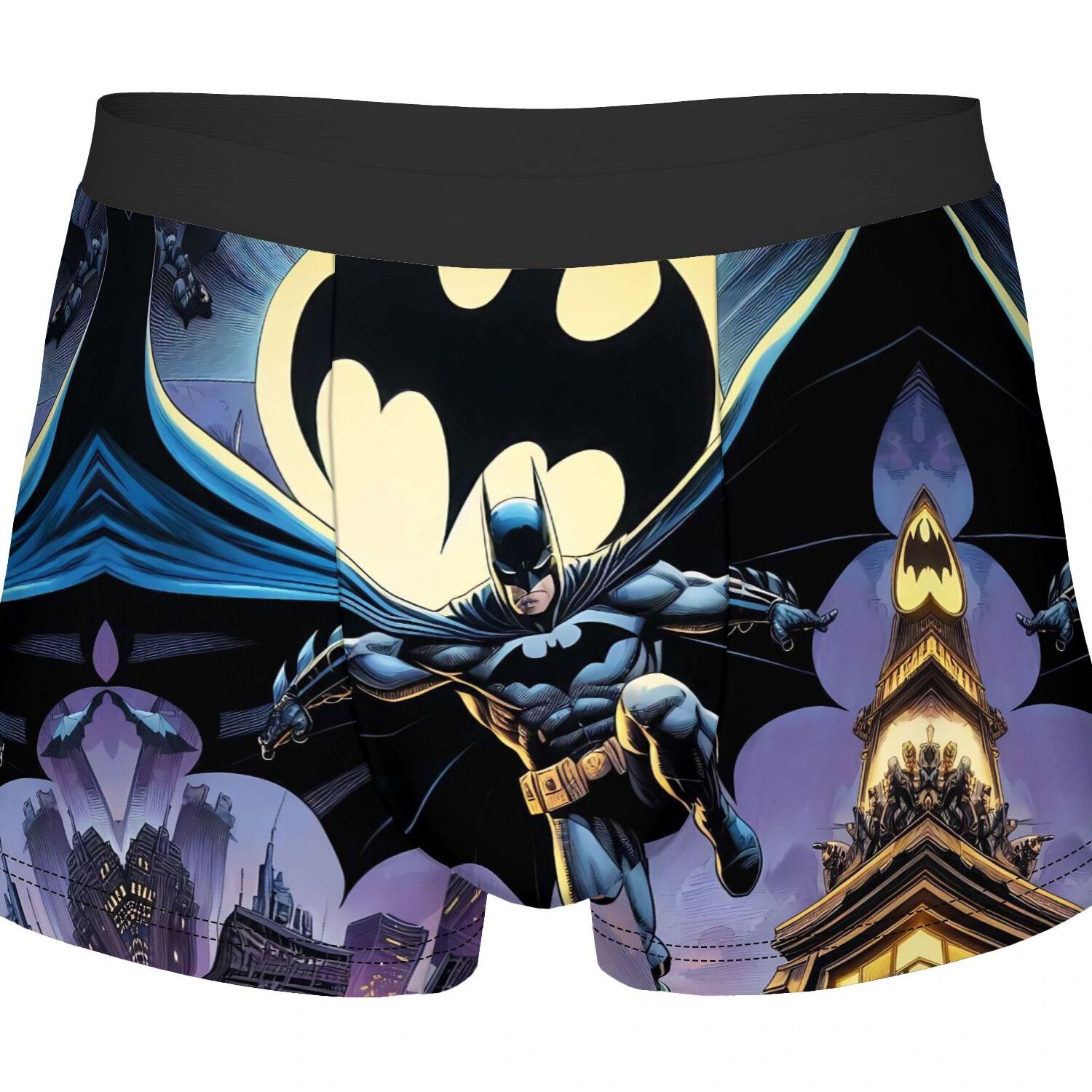 TEMU Batman Coreblack Border Underwear Polyester Underpants 2d Print Design