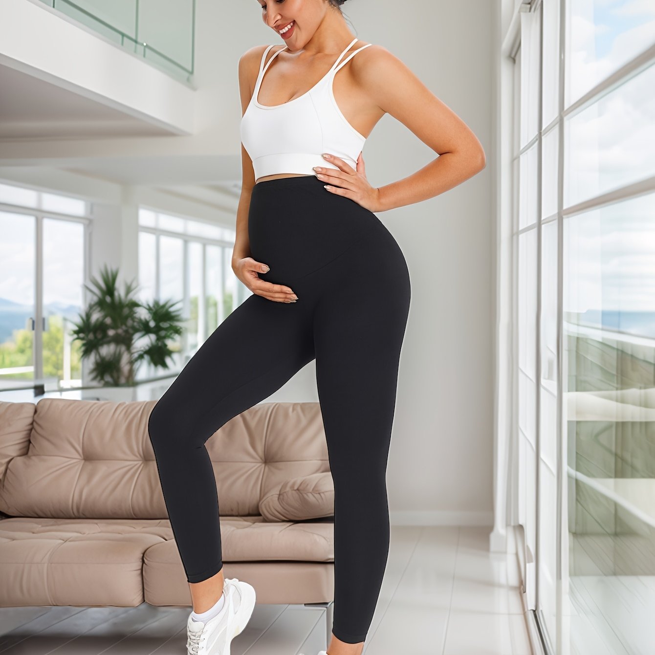 Image of Maternity Pants, High-stretch High-waist, Comfortable And Secure, Suitable For , For Fitness, Yoga, Workouts, Exercise, Leisure, Leggings, Tights,christmas,halloween
