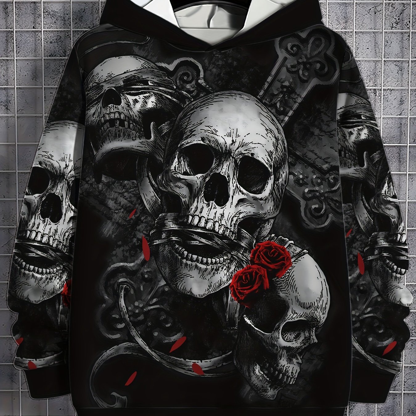 TEMU Men's Casual Hoodie Sweatshirt With Random , Polyester Fiber, Relaxed Fit, Digital Printing, Machine Washable