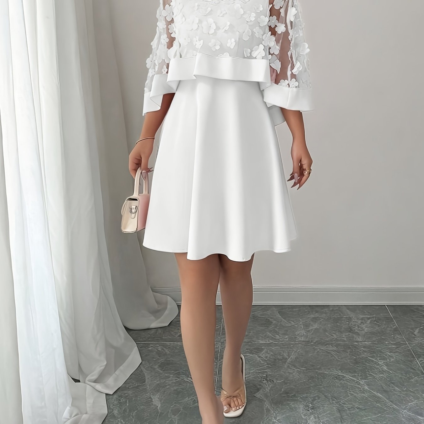 E-shop Elegantes, exquisites Damen-Date-Party-Outfit, einfarbig, schneidiger, taillierter A-Linien-Kleid mit ärmellosem, kurzen Rock, zweiteiliges Set,