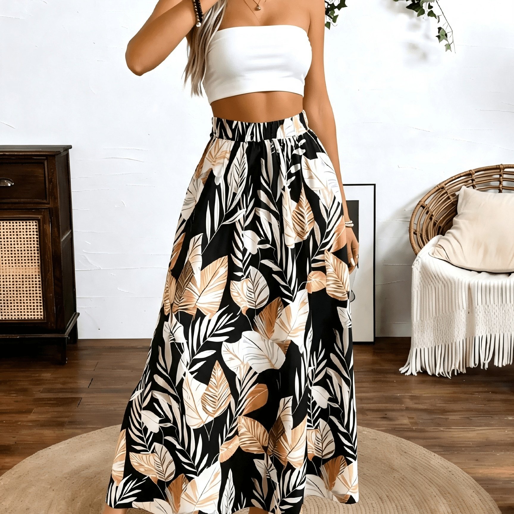 Image of Casual Printed Skirt