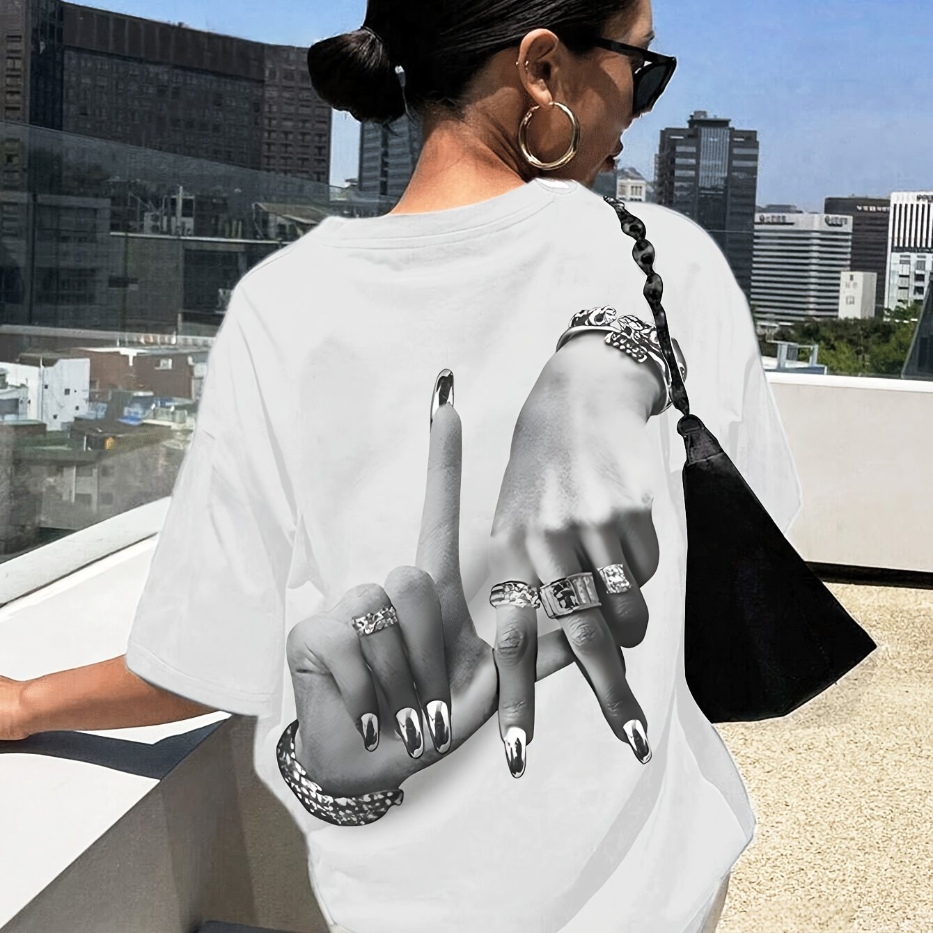 TEMU T-shirt à imprimé , haut décontracté à manches courtes et col rond pour l'été et , vêtements pour femmes