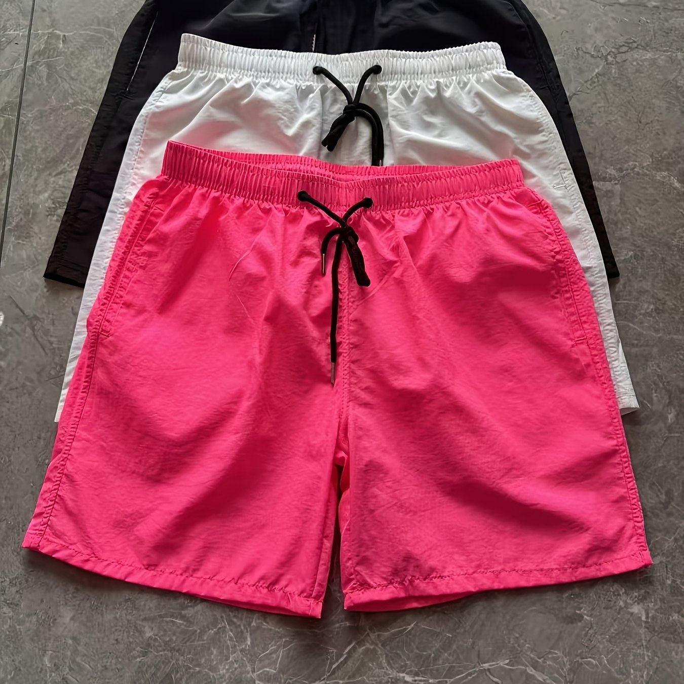 TEMU Three-piece Men's Beach Shorts, Sports Shorts, Jogging, Running, Quick Drying, Beach Vacation, Surfing Shorts, Men's Summer Thin Beach Shorts