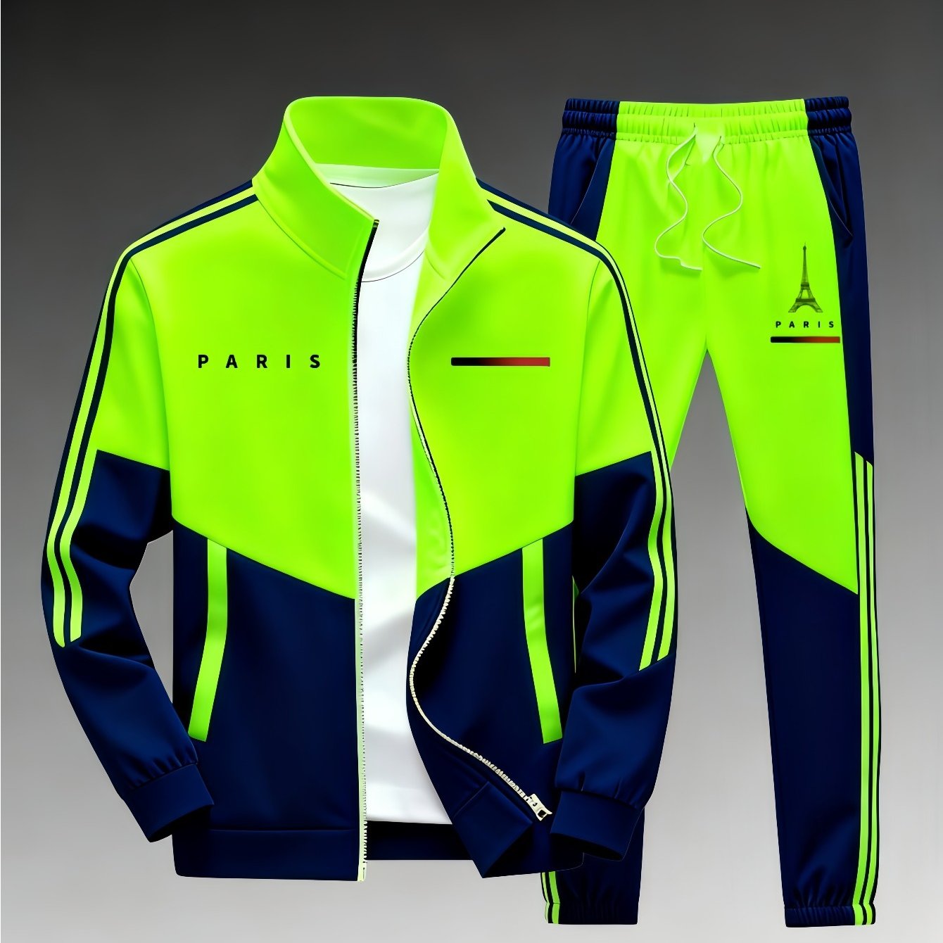 2pcs Set. Men's Casual Sports Jacket And Sweatpants, Printed With Paris Logo, Unisex Sportswear Set, In Multiple Colors