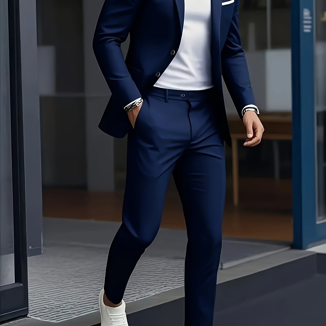 E-shop Herren-Anzug-Set, 2-teilig, inklusive Blazer Hose, ein stilvolles formelles Outfit, geeignet für Partys, Versammlungen Hochzeiten