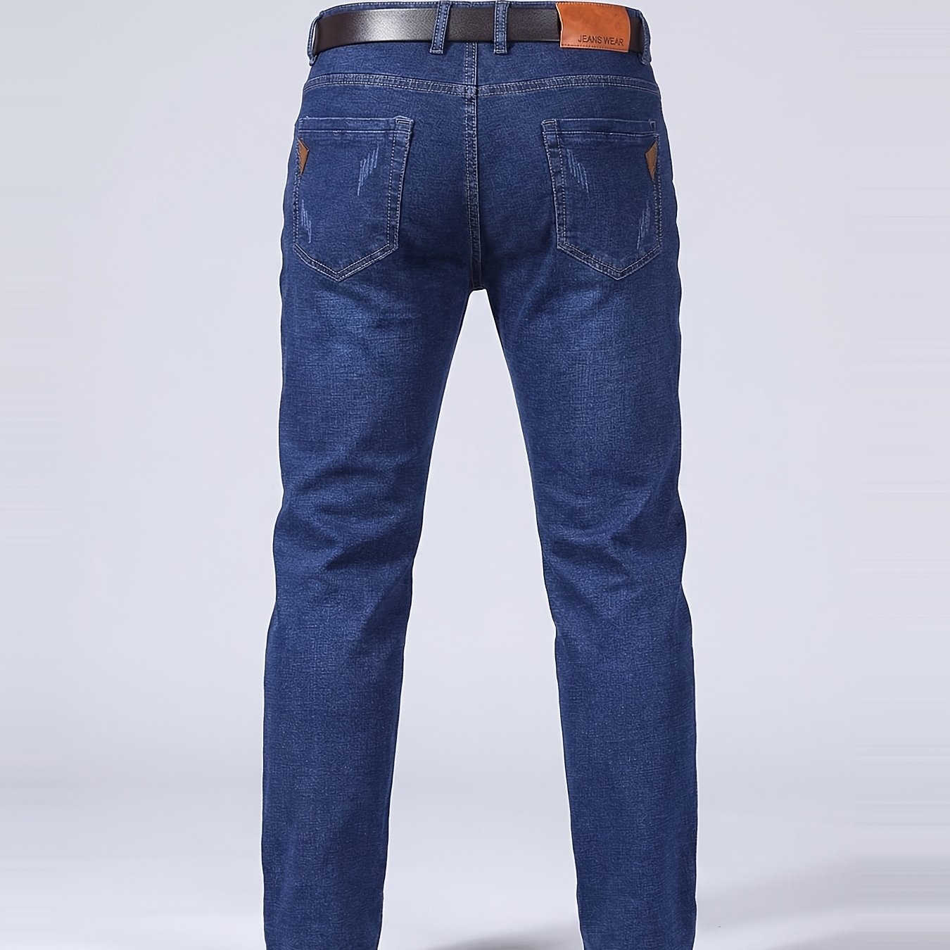 TEMU Men's Slim Fit Stretch Jeans - Casual Straight-leg Pants | Elastic Waistband, | Durable Denim With Pocket Details | Streetwear Bottoms For Work