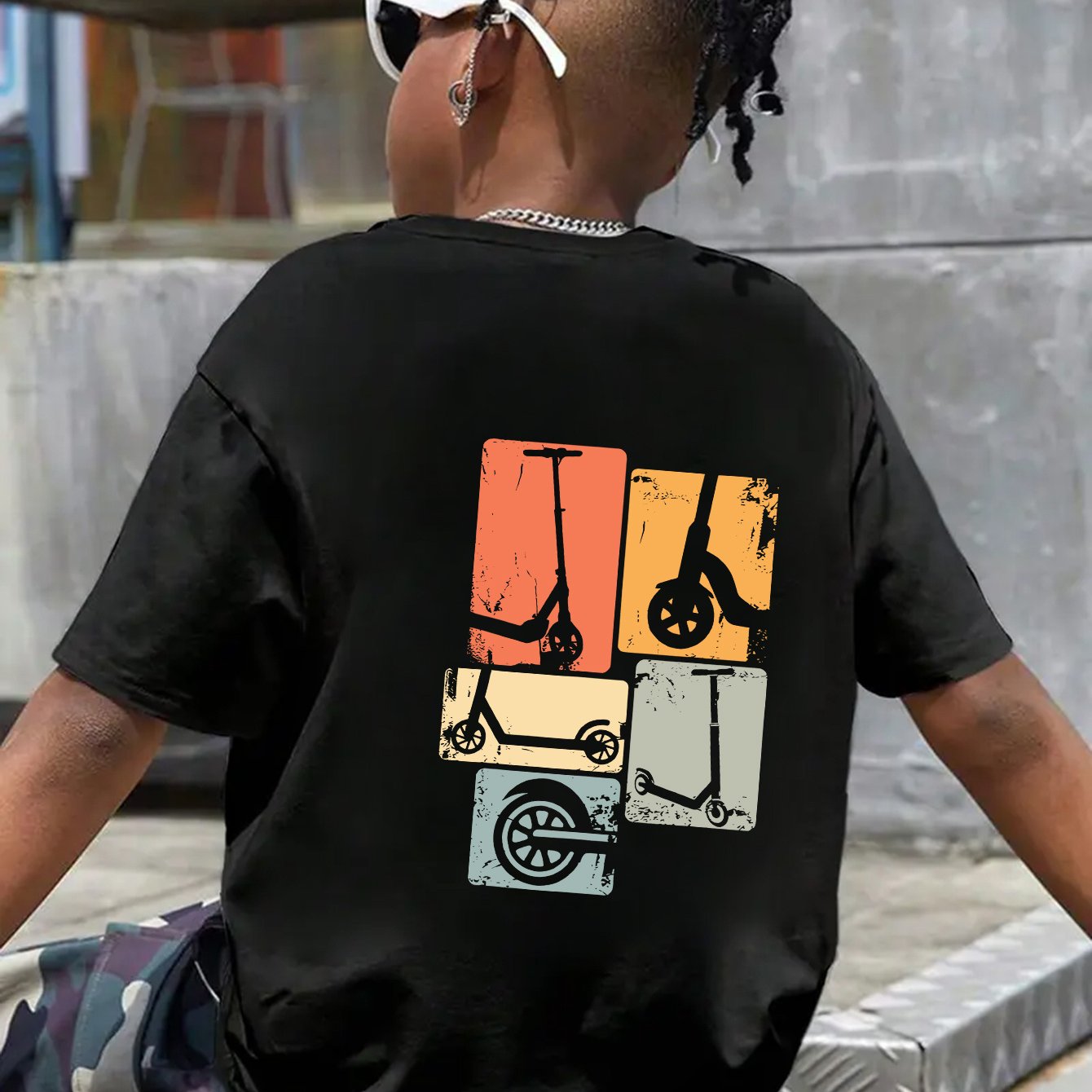 Trendy -themed Print - 'roller Skating Scooter Sport', A Set Of Short-sleeved T-shirts For Boys, Boys, And Teenagers, Tween Boys Series Tops, Bringing Comfort To Children With The Shirts