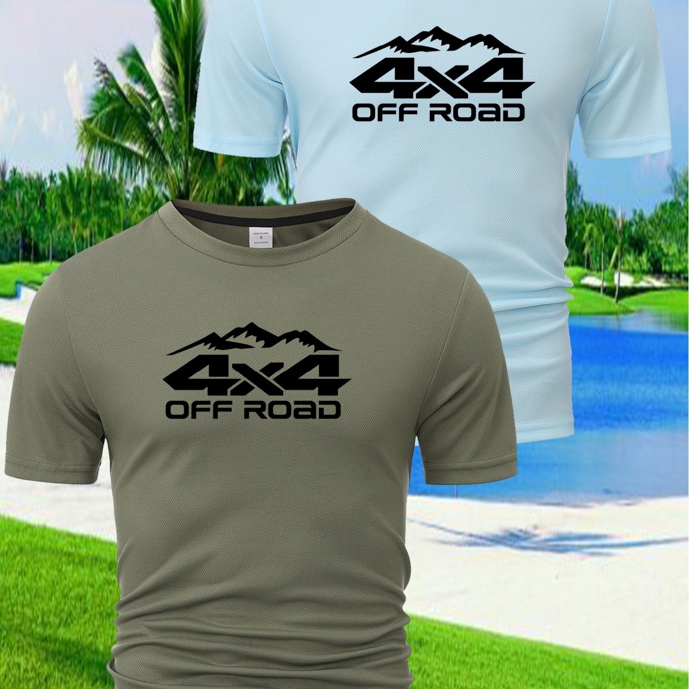 TEMU Men's 2pcs Set Fashion T-shirt - Summer Breathable Streetwear Top, Vintage Edition "4x4 Off Road" Graphic Print Design For Off-road Enthusiasts,