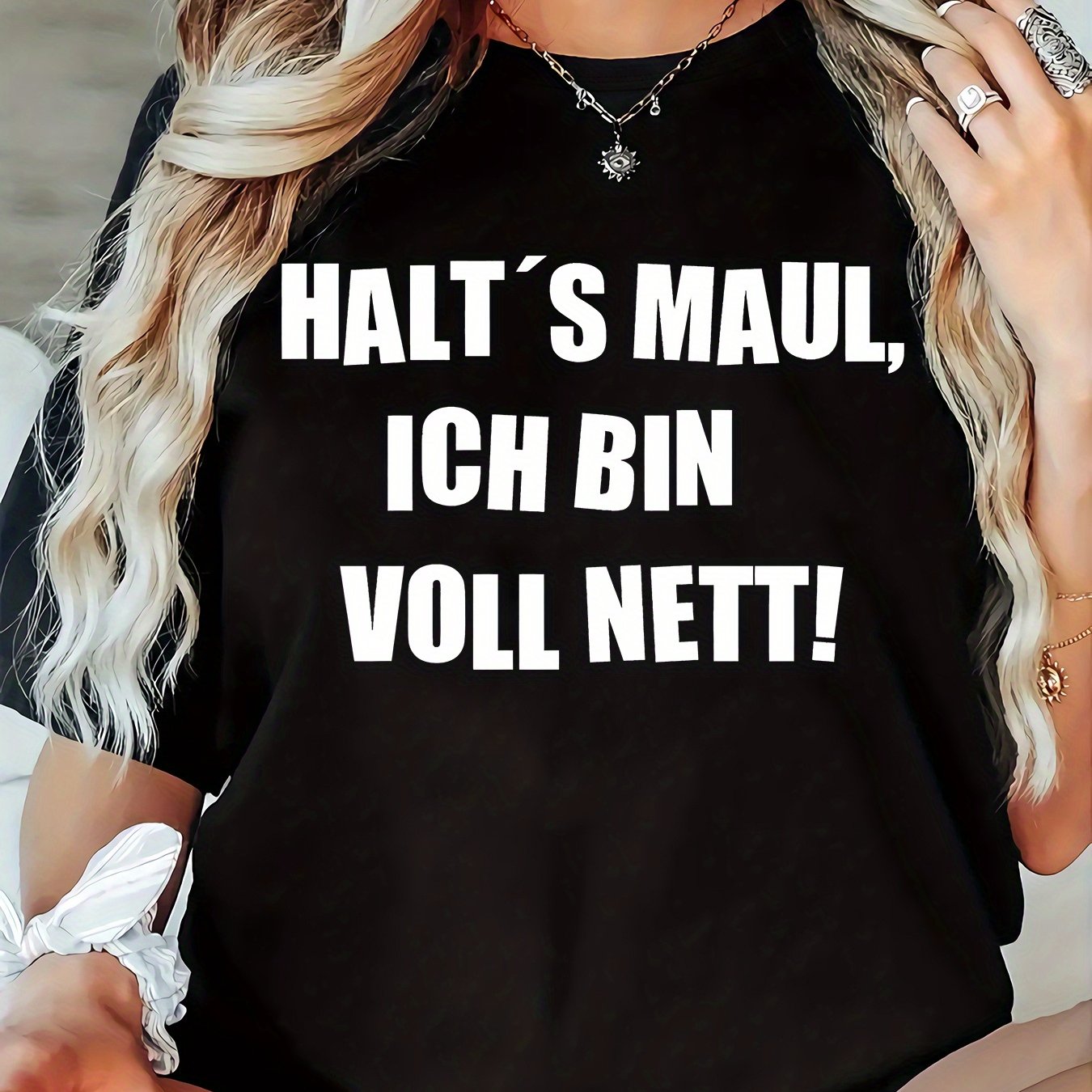 E-shop Plus Size, Bedrucktes Plus Size Damen Casual T-Shirt, Rundhalsausschnitt, Kurzarm, Leicht dehnbarer Stoff, Regular Fit, Bequemes Oberteil für