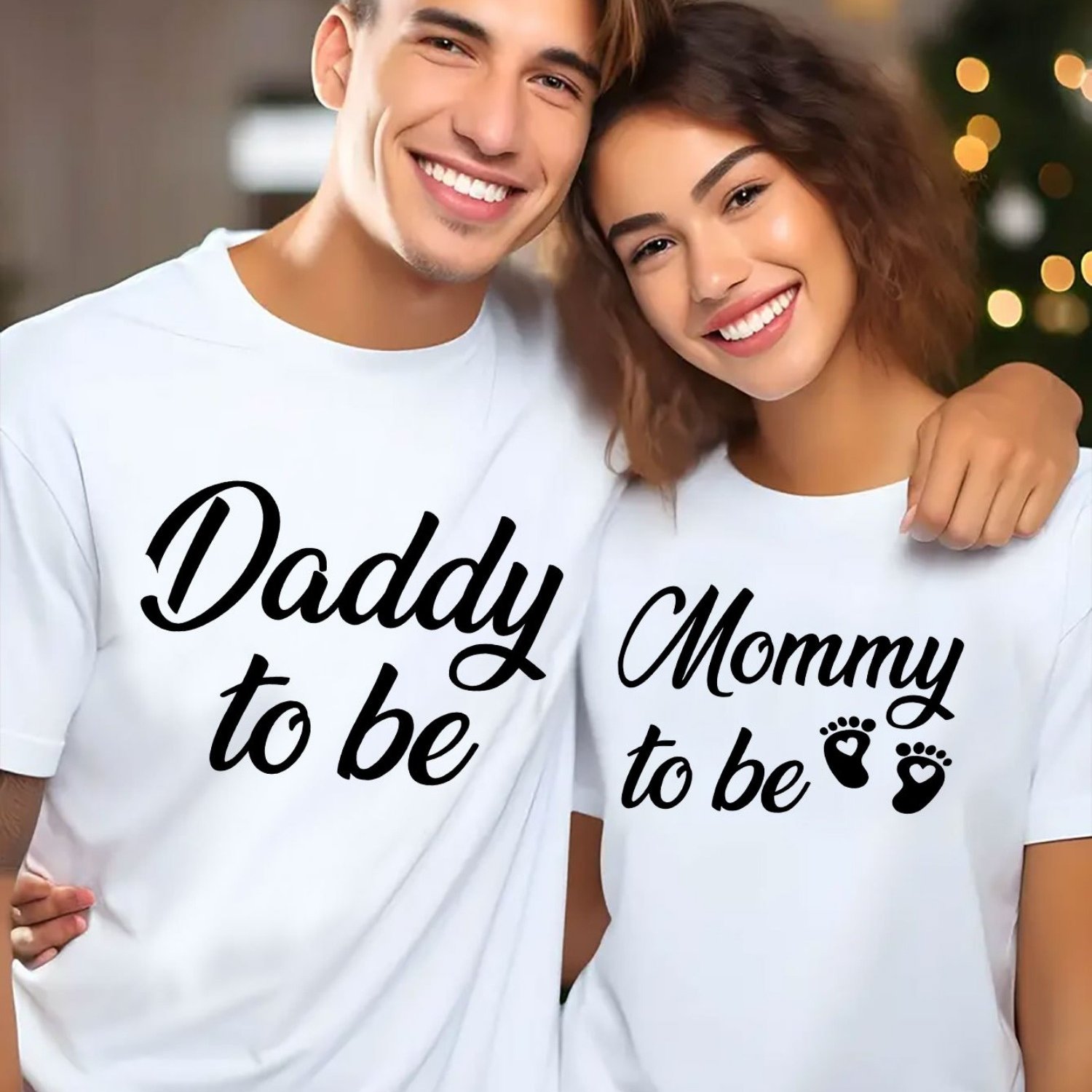 Image of Matching Couples T-shirt Daddy To Be Mommy To Be Letter Print Father Day Mother Valentine Day Couple Shirt Fun Couple Shirt Holiday Gift| Unisex Design| Thickness