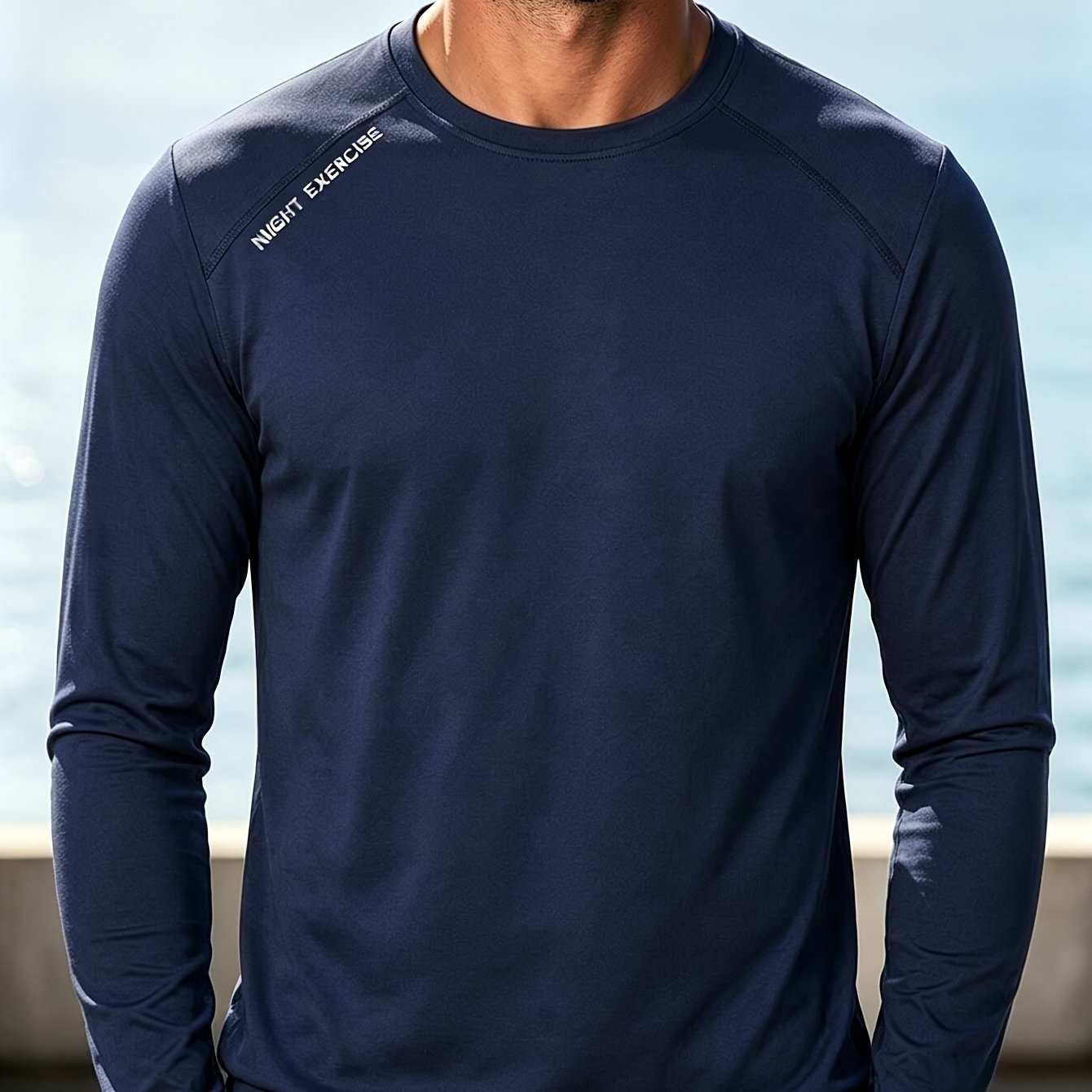 TEMU Men's Autumn Minimalist Casual Sport T-shirt, Fashionable, Comfortable, Skin-friendly, Breathable, Versatile, Quick-drying Long-sleeve T-shirt