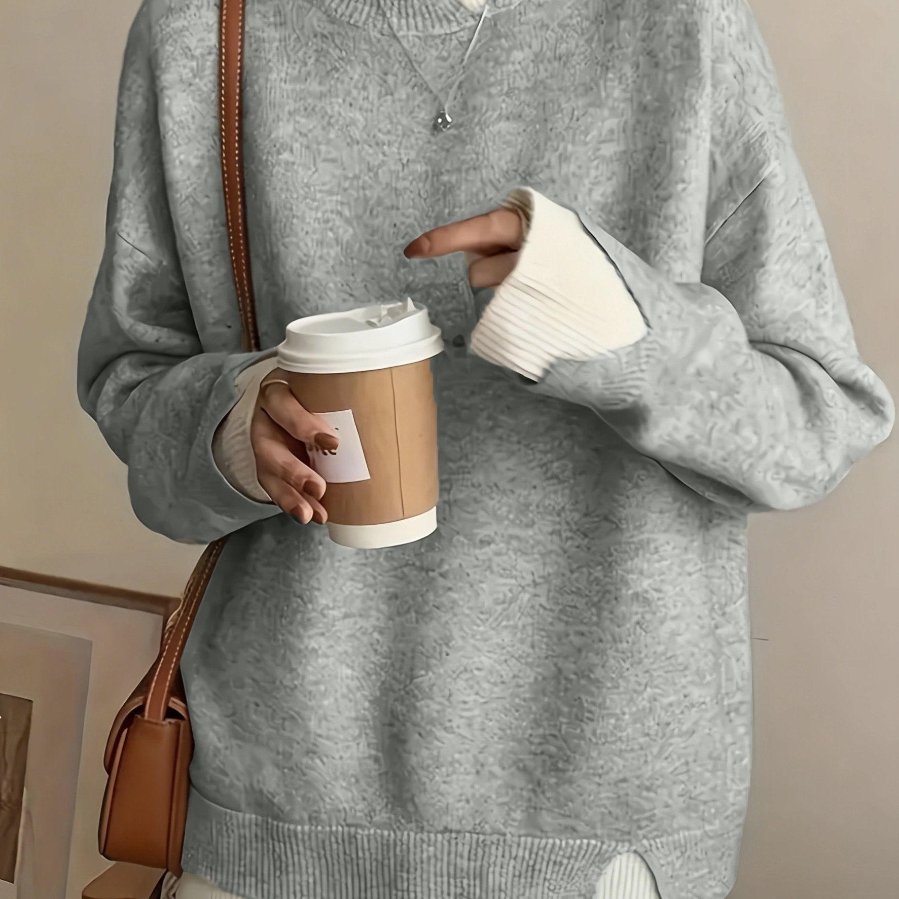Plus Size, European And American Elegant Size Color Block Long Sleeve Pullover Sweater