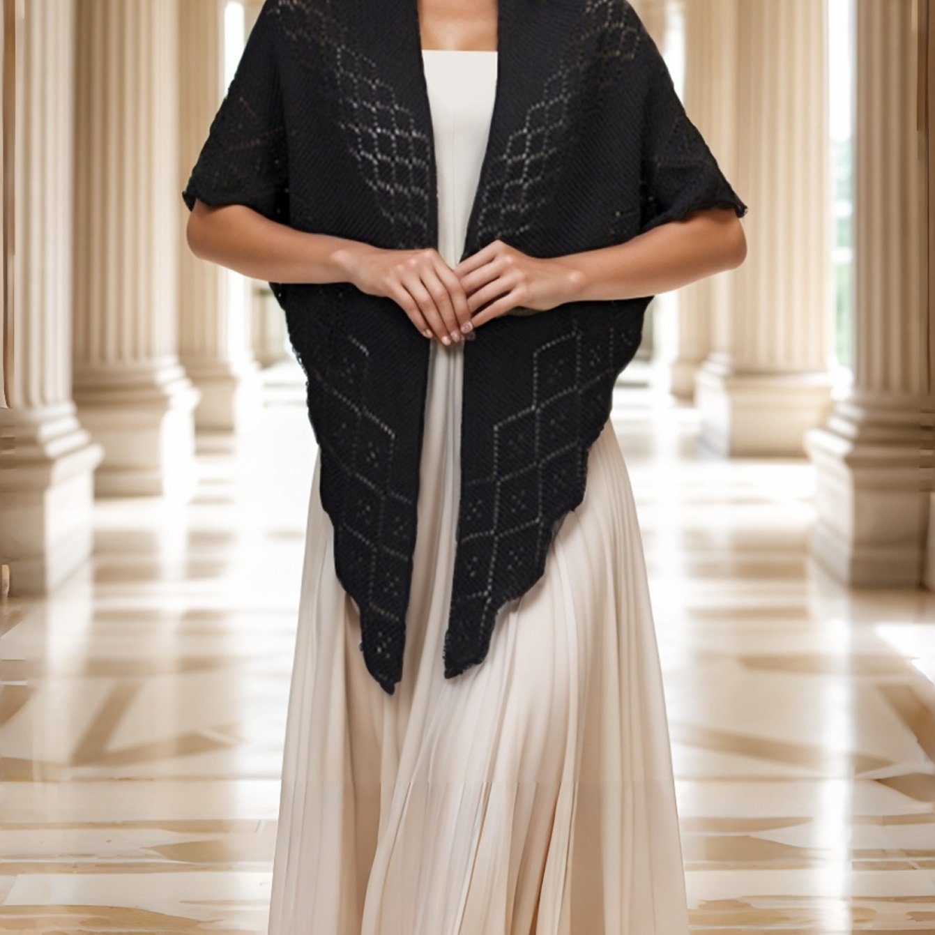 TEMU Chal Hueco de Mujer, Abrigo Corto Envoltorio con Cinturón de Encaje de Diamantes, Elegante Cárdigan Capa, Bufanda de Decorativa Casual de Verano