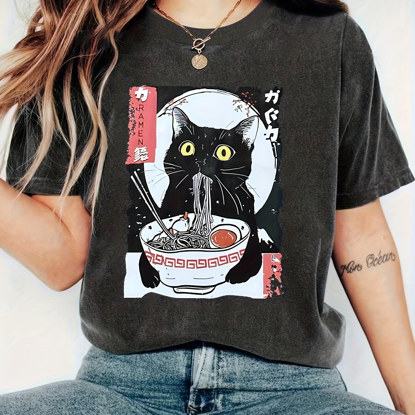 TEMU 【商品名】ニッチデザイン＆プリントが可愛い レディース 半袖トップス 夏用 ゆったりフィット