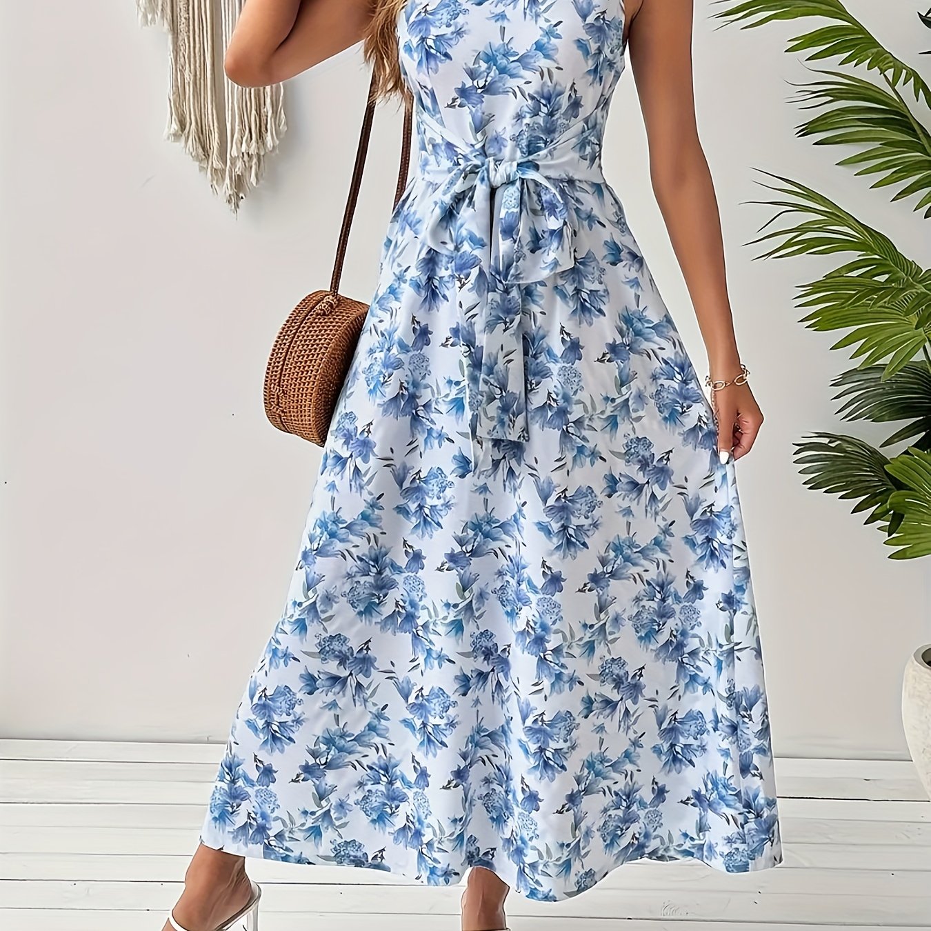 Casual Short Summer Dresses Elegant Sleeveless Round Neck Floral Print  Dress Women Temu