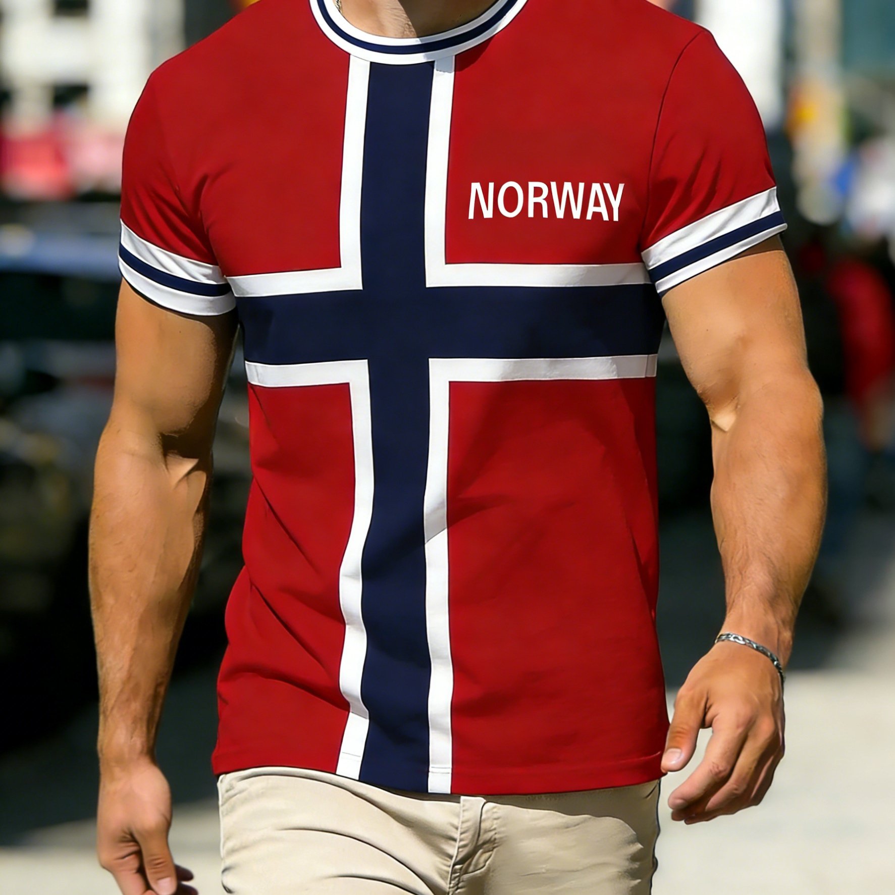 TEMU Printe Esign-not Texture Norway Jersey Short Sleeve T-shirt, Men's Short Sleeve Football Shirt For Training And Matches, Men's T-shirt,