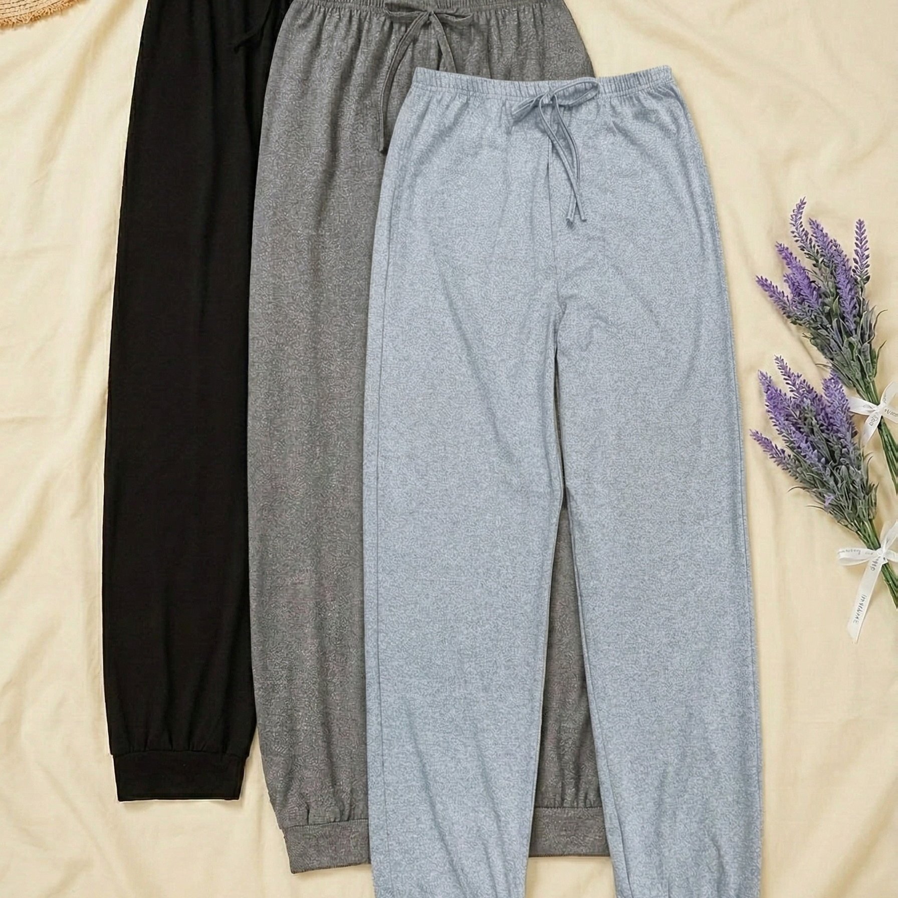 TEMU 3pcs Set Women's Soft Tie Pants, Versatile Loungewear Trousers, Sleepwear
